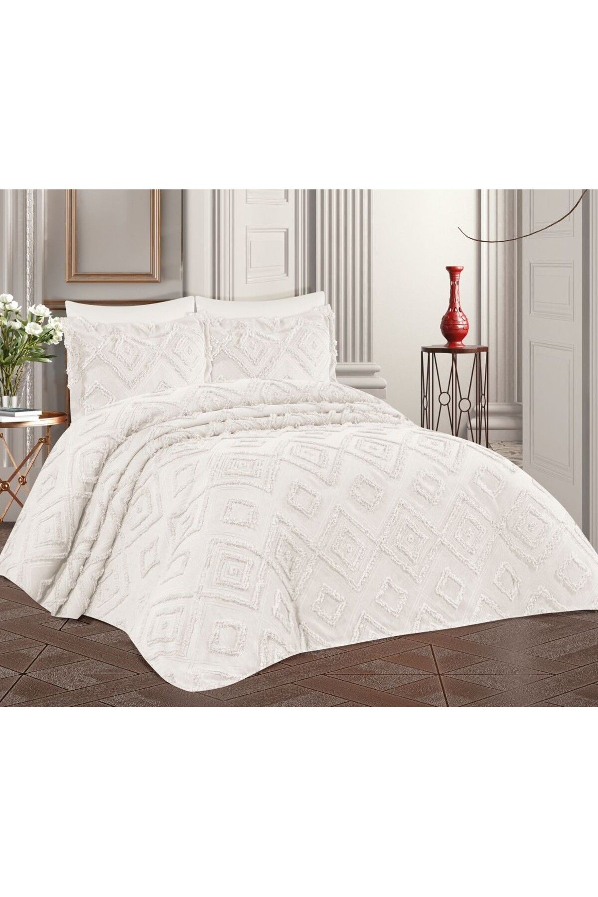ZESA HOME-Hürrem Cotton Double 3 Piece Pique Set 1