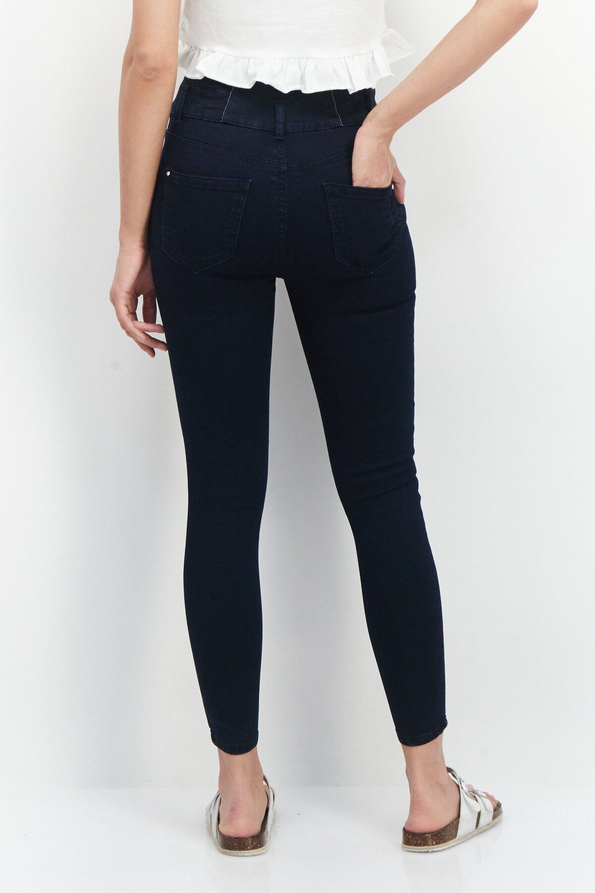 Vero Moda-Women Slim Fit Solid Stretchable Denim Jeans, Dark Blue 2