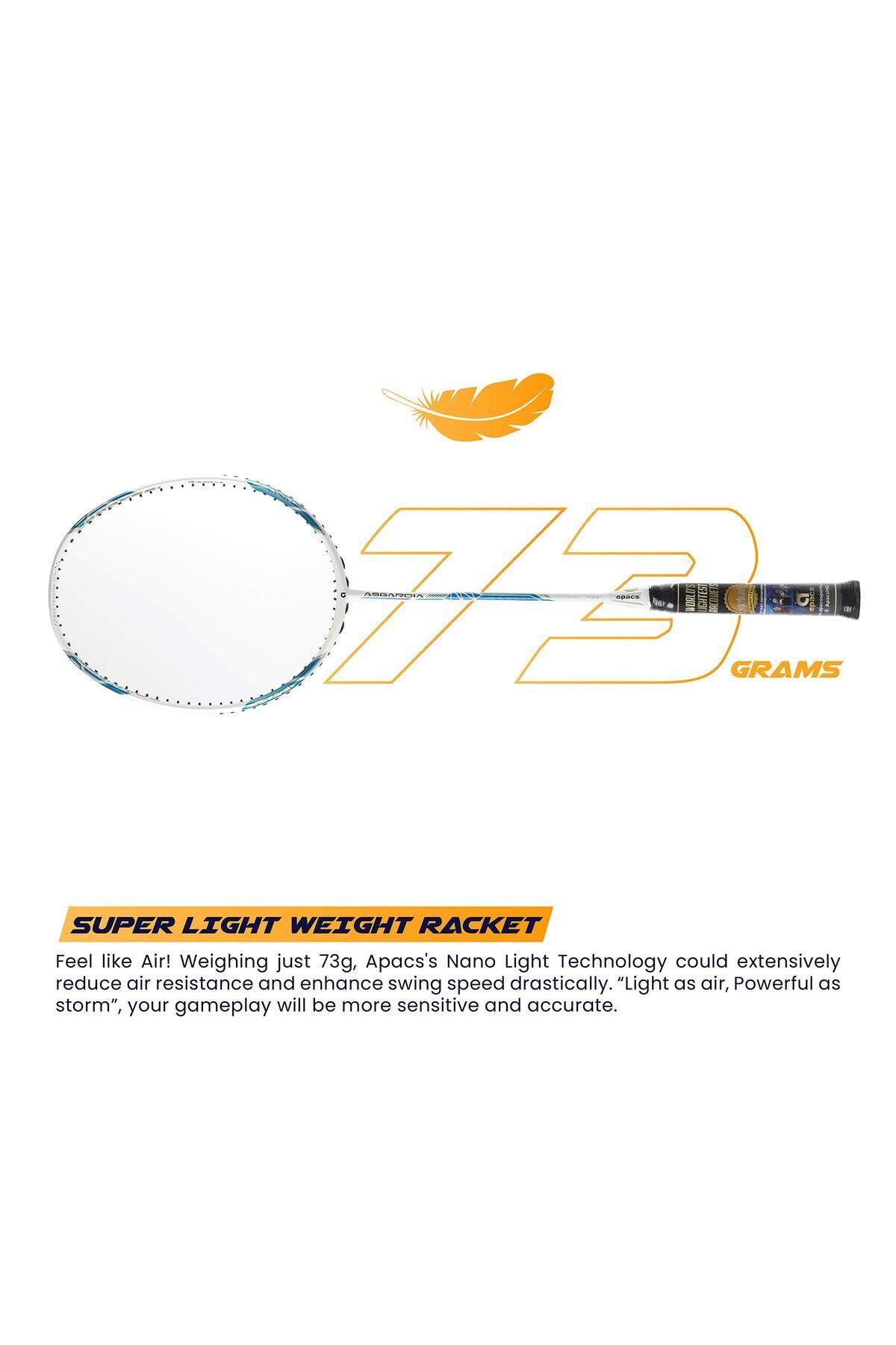Apacs-Asgardia Control Unstrung Graphite Badminton Racket | 73g, 35 Lbs | Ultra Lightweight | Full Cover 5
