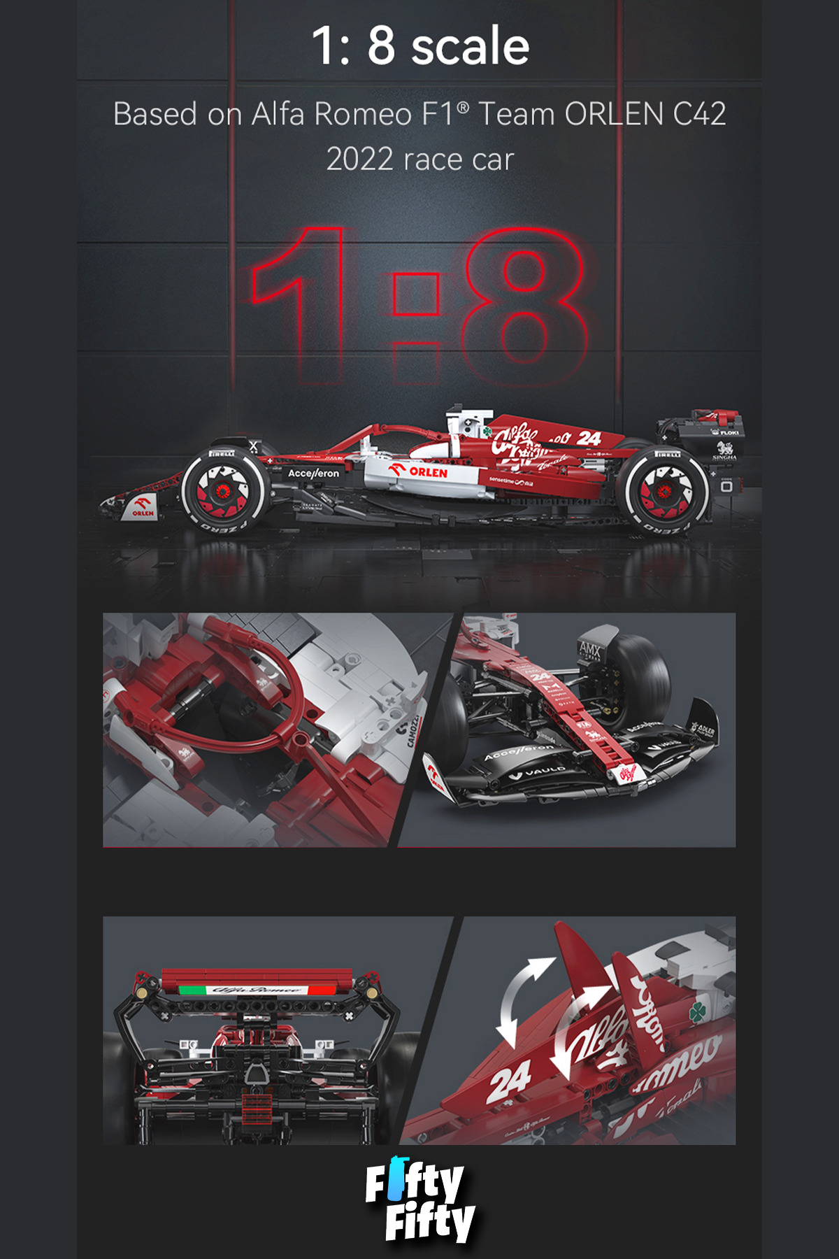 کیت ساخت‌وساز اسباب‌بازی آلفا رومئو F1 اورلئان C42 – C64005W (۱۸۶۸ قطعه)