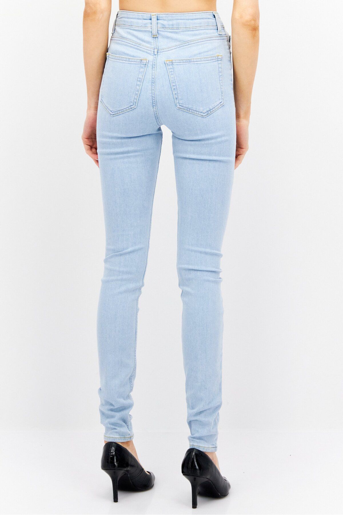 Asos Design-Women High Rise Wash Skinny Jeans, Light Blue 3