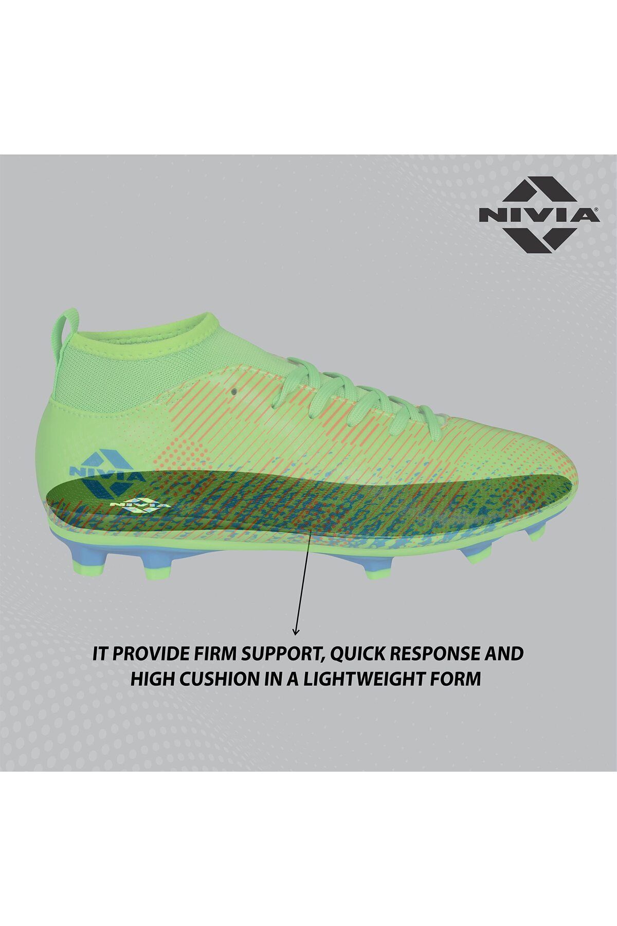 Nivia-Pro Encounter 9.0 F.b Stud | Neon Green/blue | Uk 10 | Football Shoes For Sports Players 5