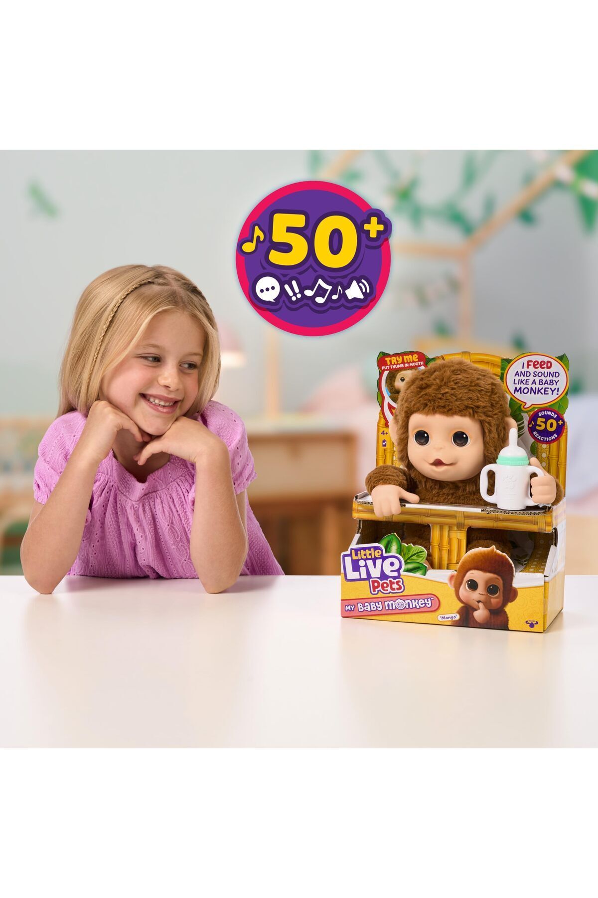 LITTLE LIVE PETS-My Baby Monkey | Adorable Pet Monkey | 50 Sounds/reactions | Interactive Toy | Cute 4