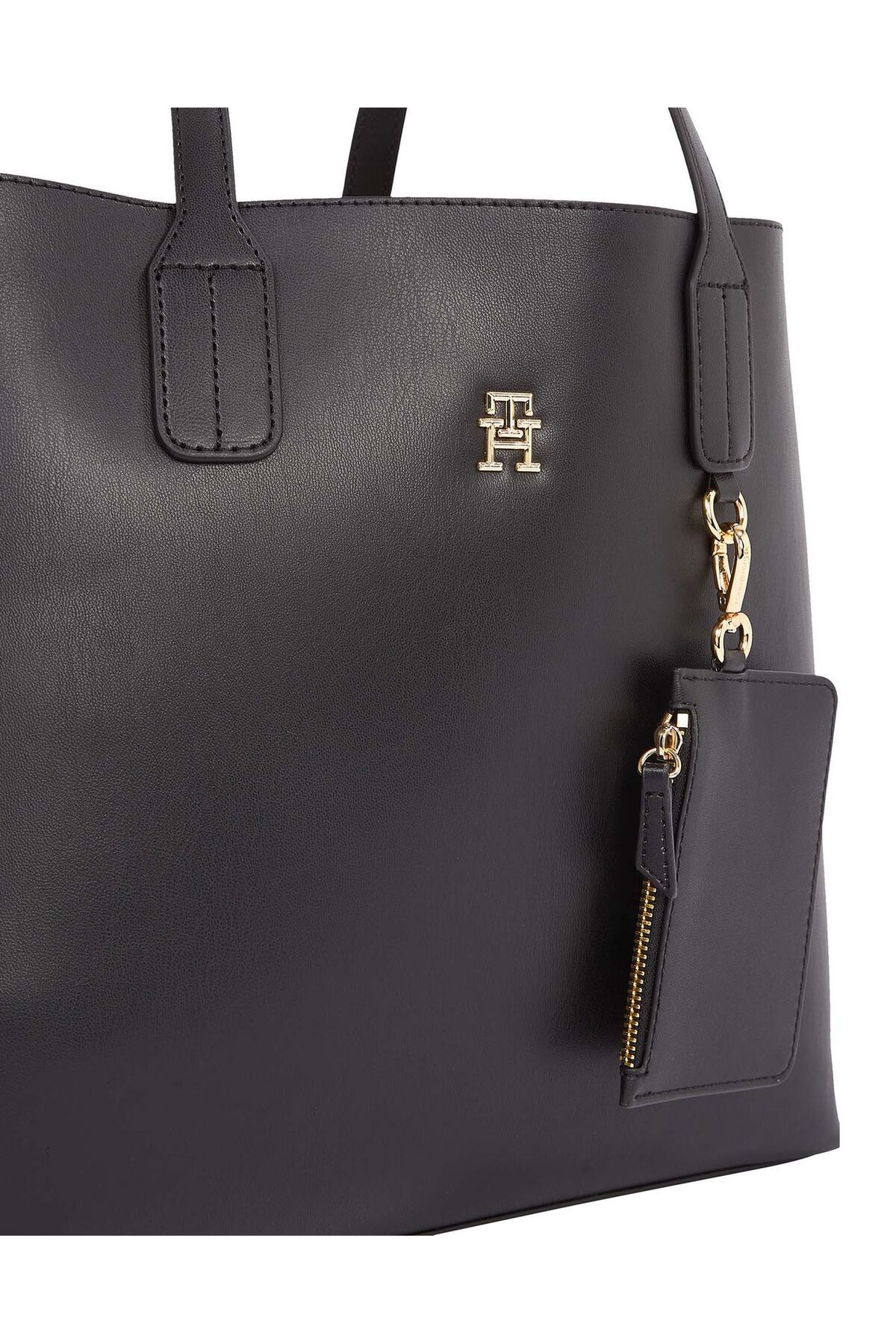 Tommy Hilfiger-Black Leather Shoulder Bag - Adjustable Strap and Femuar Closure Aw0Aw17335-Bds 4