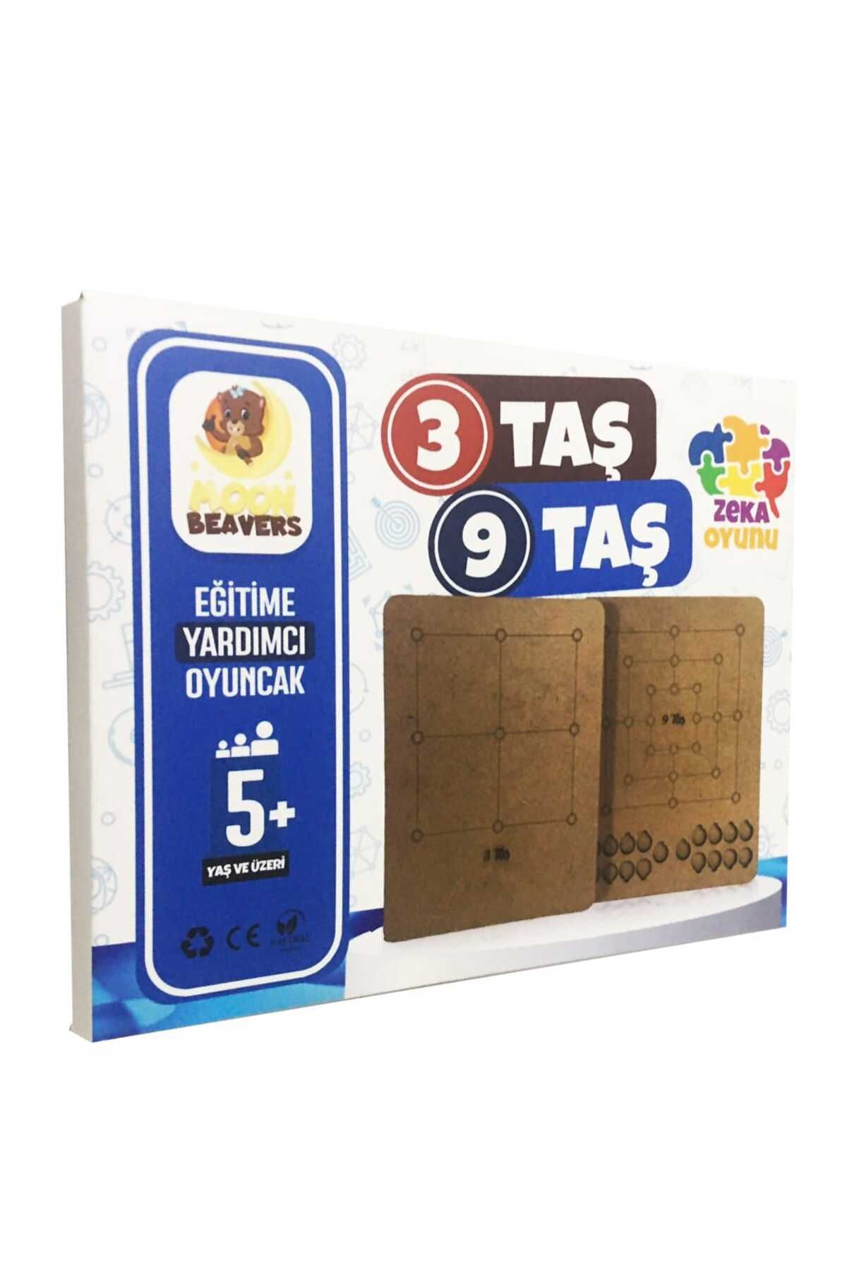 Moon Beavers 3 Taş Ve 9 Taş Ahşap Eğitici Oyun / Moon Beavers