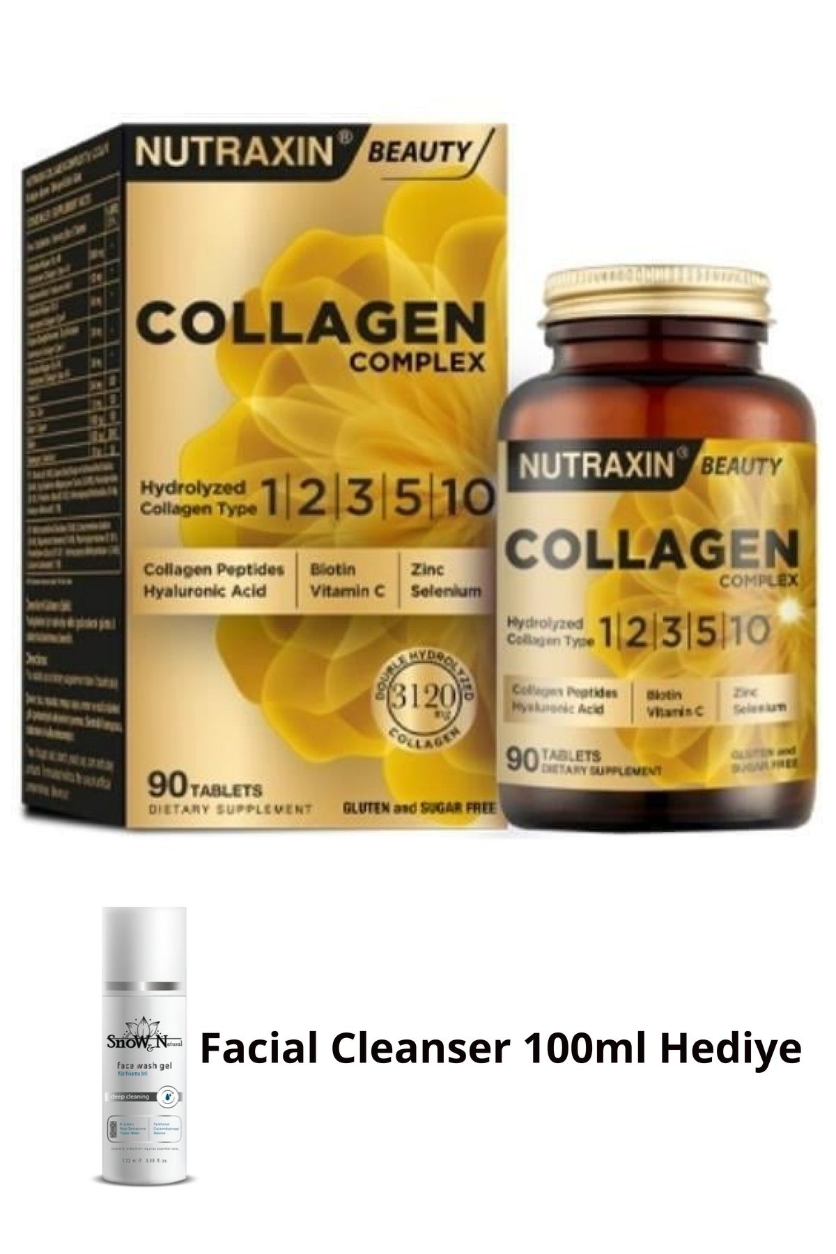 Nutraxin Collagen Complex 90 Tablet (Tip 1-2-3-5-10 Hyalüronik Asit Biotin Çinko C Vitamini Bakır Selenyum)