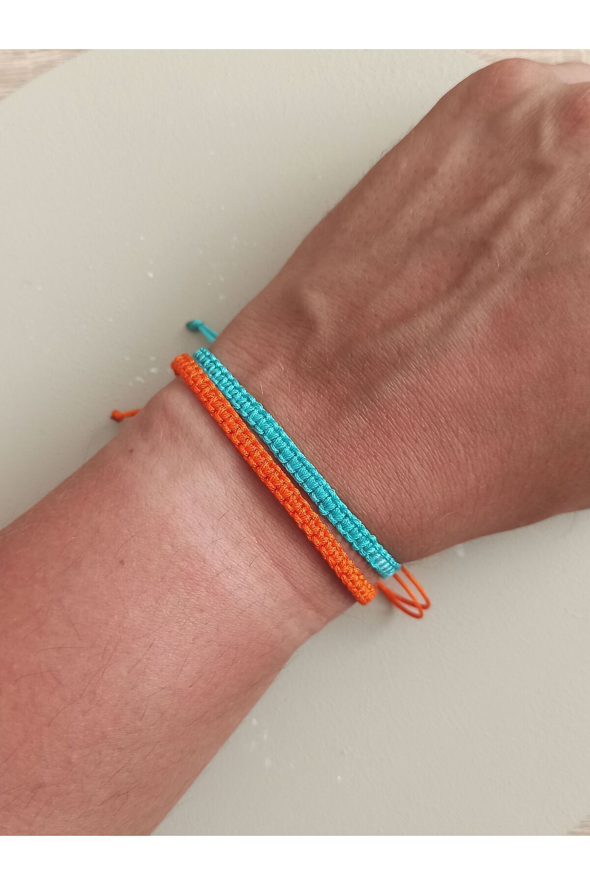 TREND-Macrame Orange and Turquoise Bracelet - Adjustable Handmade, Unisex Gift Bracelet 1