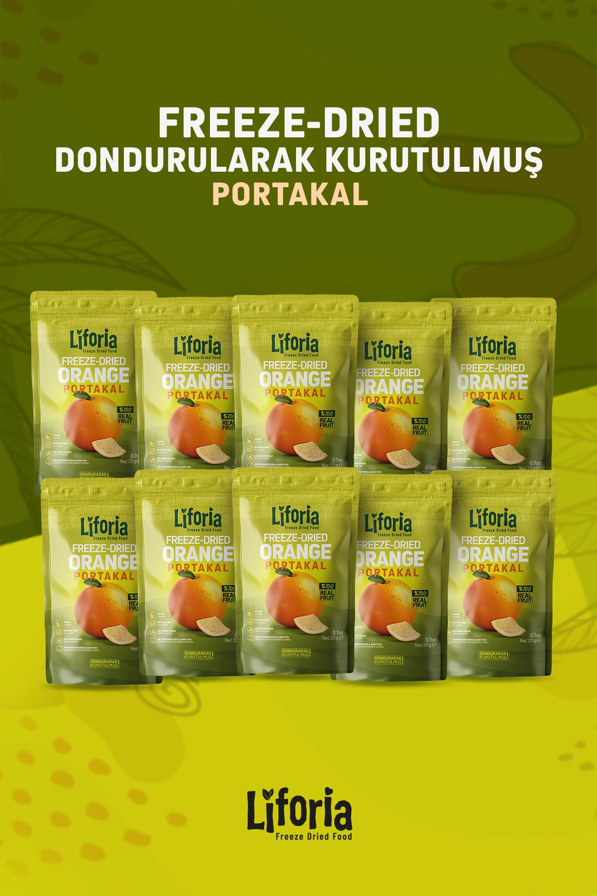 Liforia 10 lu Fırsat Paketi Freeze Dried Portakal Ince Dilim 20 gr