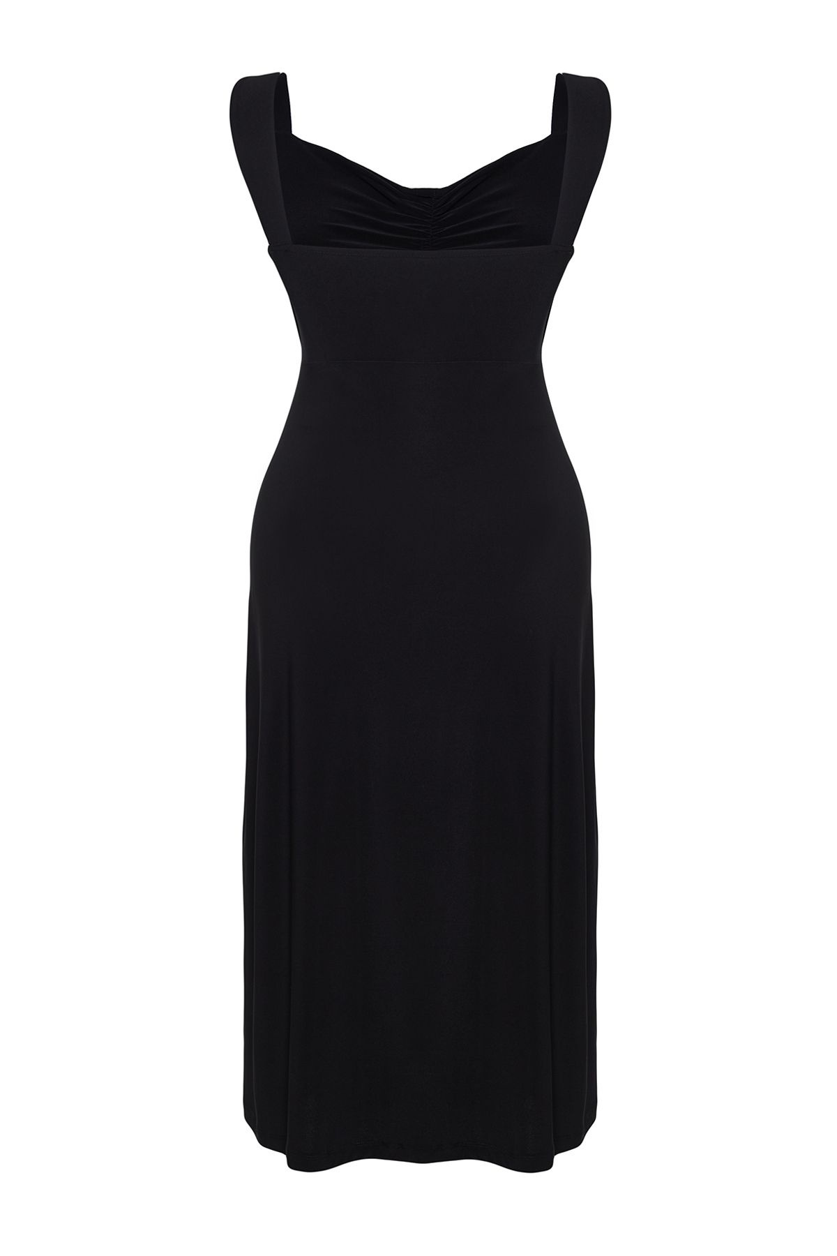 Trendyol Curve-Чорна сукня міді з вирізом у вигляді серця Orme Plus Size TBBSS25AH00014 8