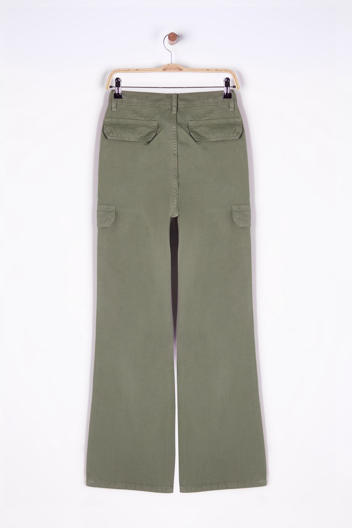 Trendyol Collection-Khaki Cargo Pocket Cover Detaillierte Jeans mit hoher Taille und weitem Bein TWOSS25JE00030 8