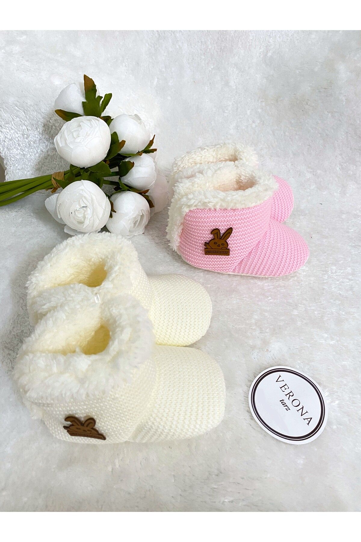 VERONA TARZ-2-Piece Unisex Baby Slippers Set - Double Color, Plush Material, Non-Slip Base 3