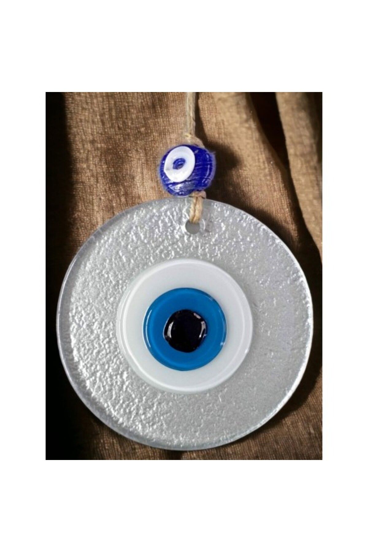 Mu Art Ahşap Mini Boy Silver Gri Nazar Boncuklu Duvar Süsü 10 Cm Cam Duvar Dekoru