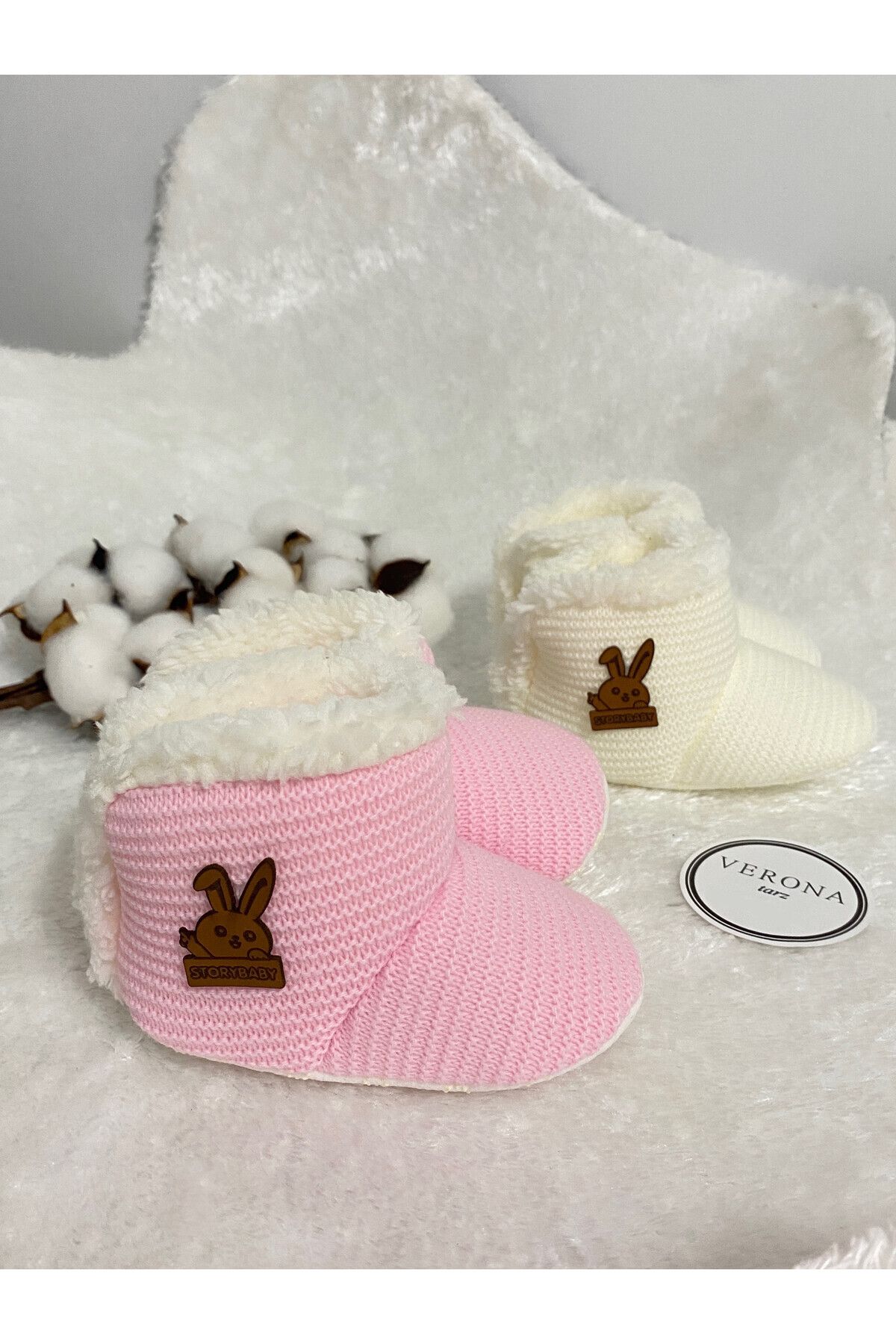 VERONA TARZ-2-Piece Unisex Baby Slippers Set - Double Color, Plush Material, Non-Slip Base 4