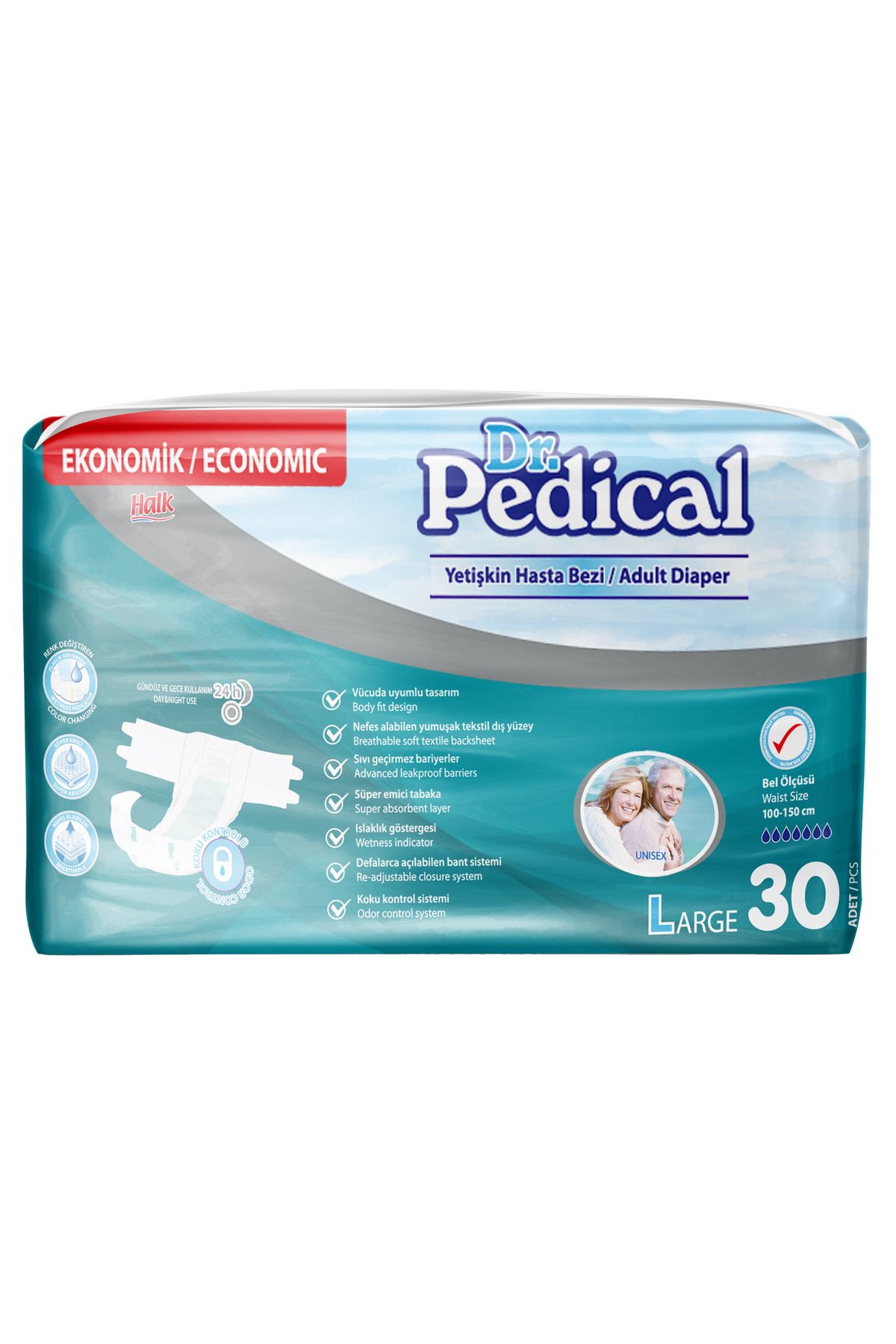 Dr.Pedical Hasta Altı Bezi Tekstil Yüzey Large Bel Bantlı 30 Luk