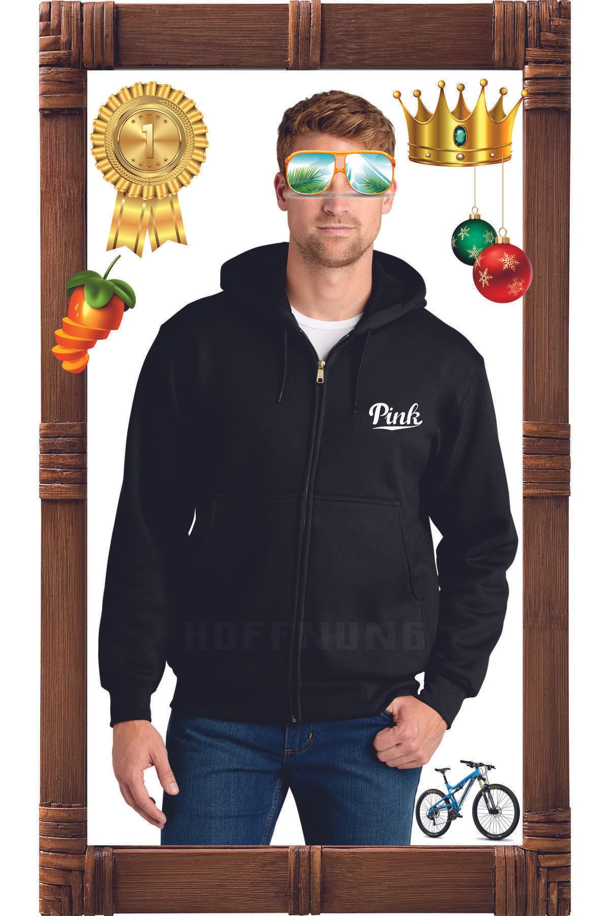HOFFNUNG Zıp 3 Iplık Bear Nasa Kapüşonlu Fermuarlı Oversize Mevsimlik Unisex Sweatshirt