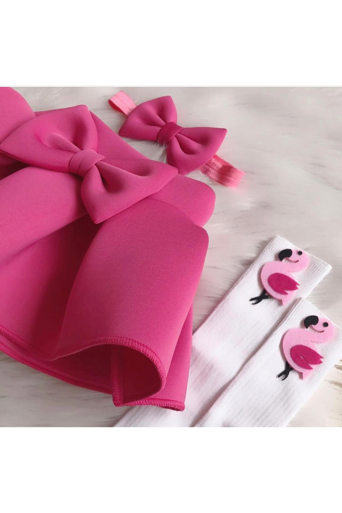 Kokosh kidss Kız çocuk fuşya etek çorap ve bandana seti fotoğrafı 2 (önizleme)