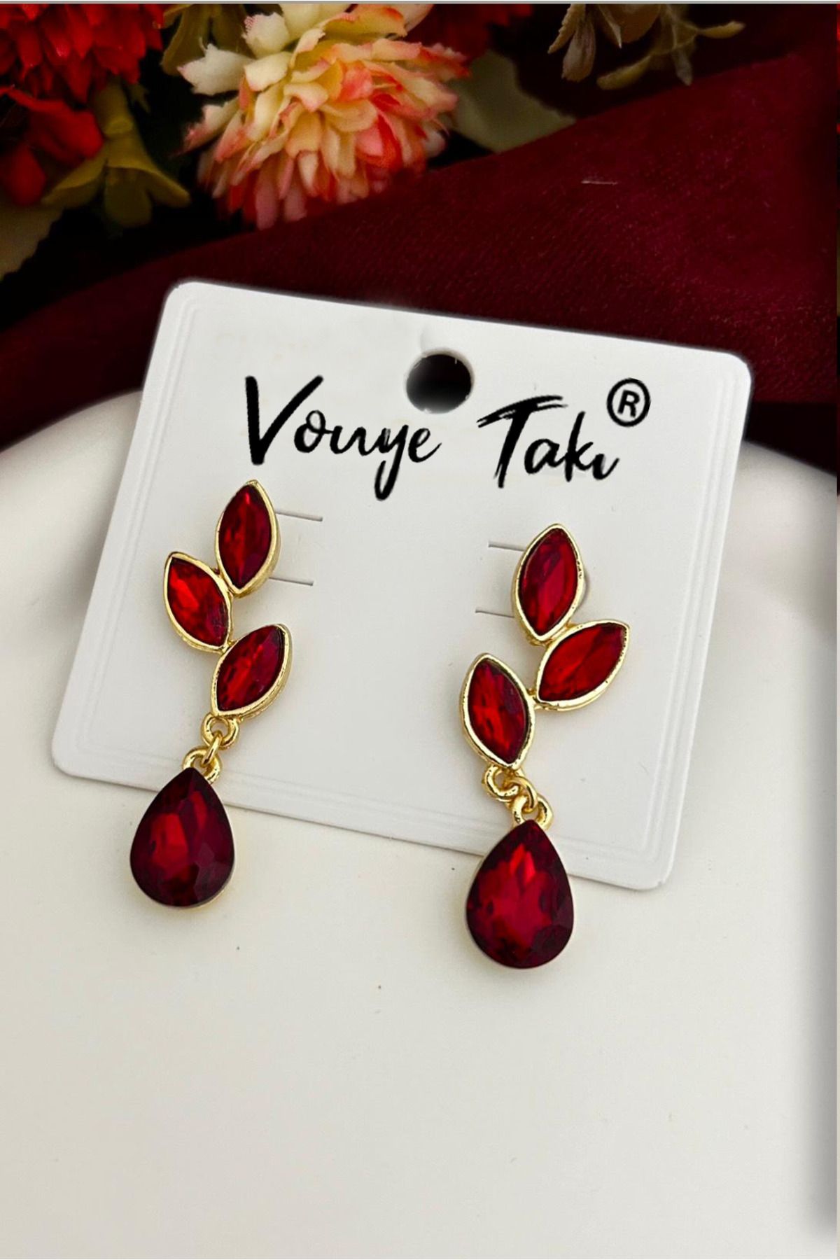 Vouye-Steel Earrings - Burgundy 1