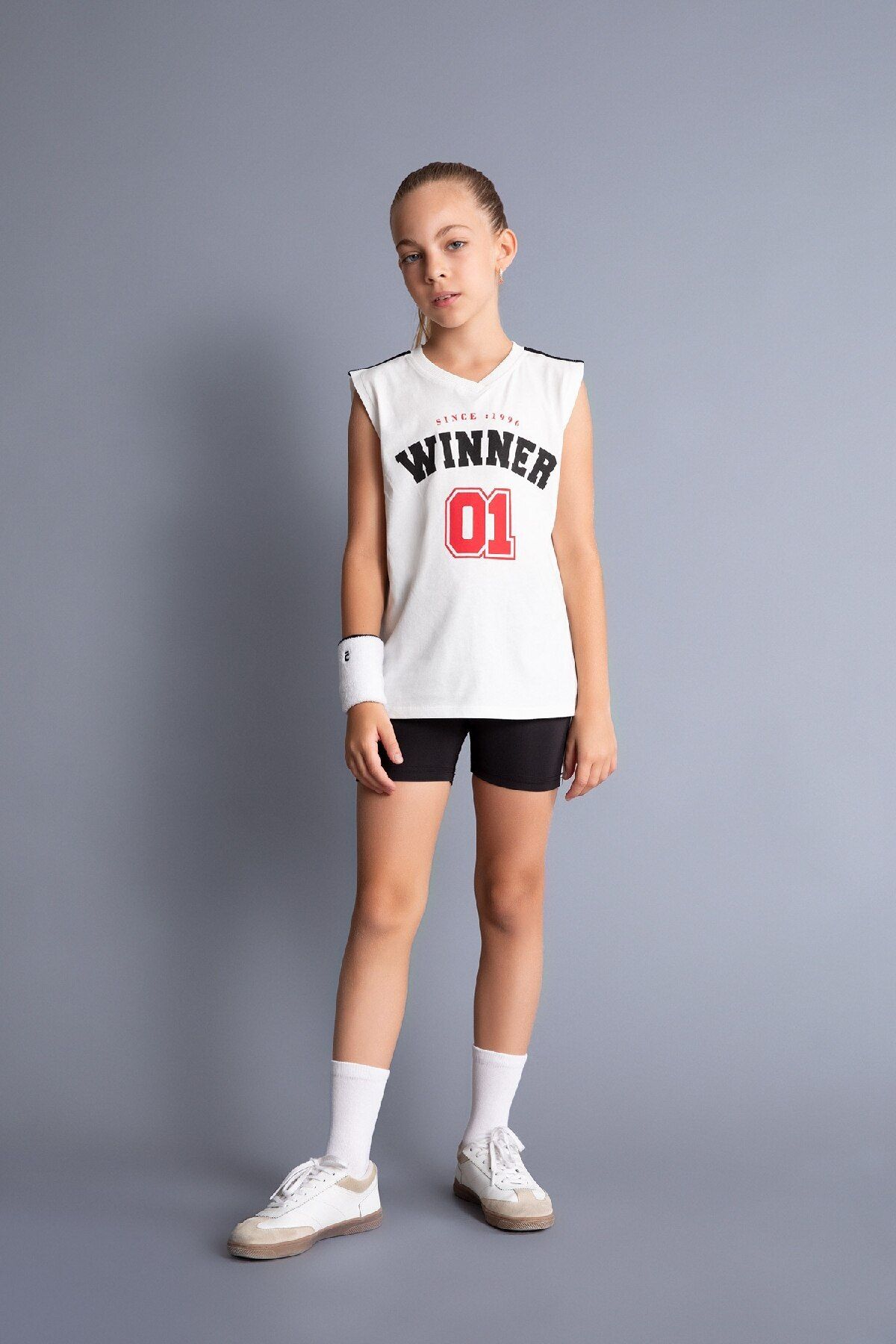 DeFacto-Girls V Neck Sports Printed Undershirt D2250A824Hs 2