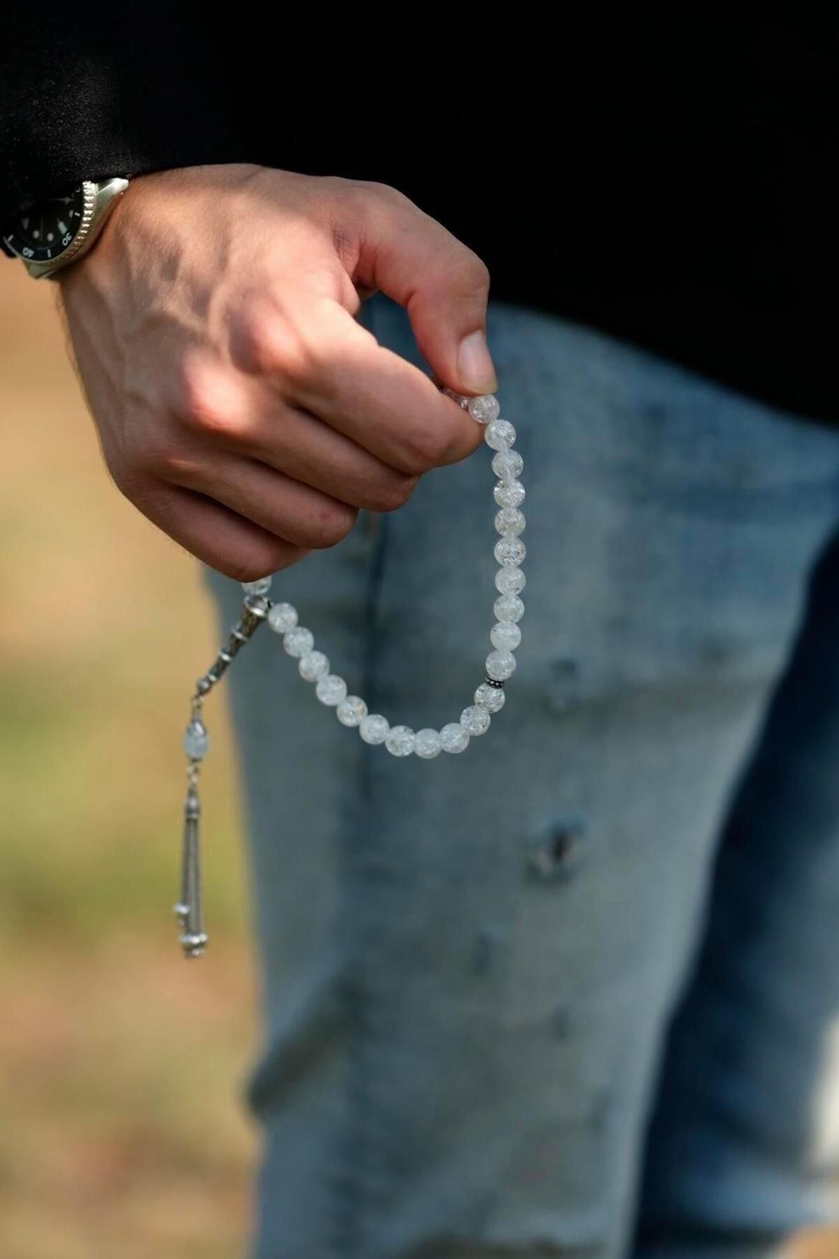 dergah tesbih-Necef Stone Silver Design Rosary 4