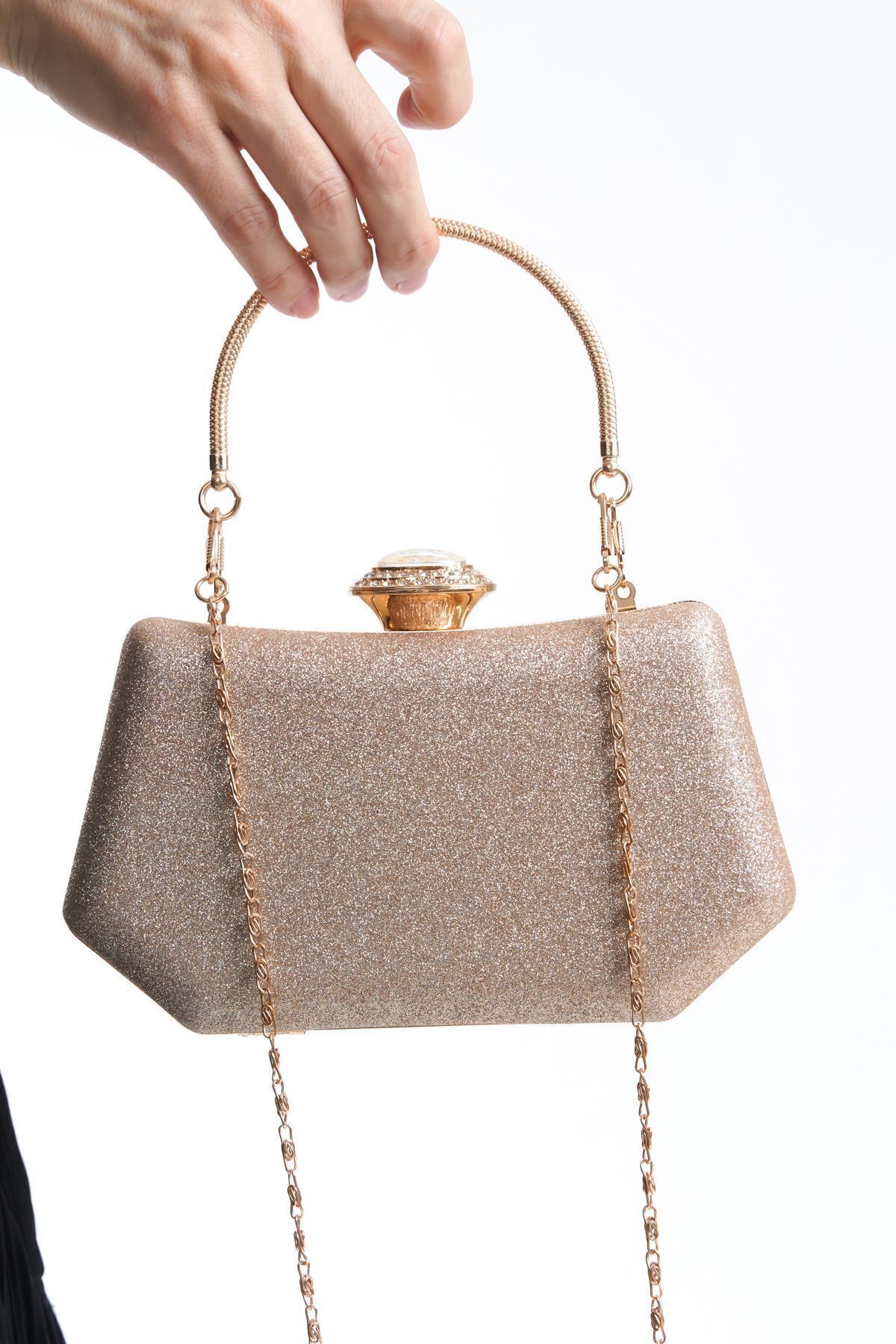 ZEYYMODA Vintage Kadın Koyu Gold Kum Sim Abiye Clutch Portföy Çanta