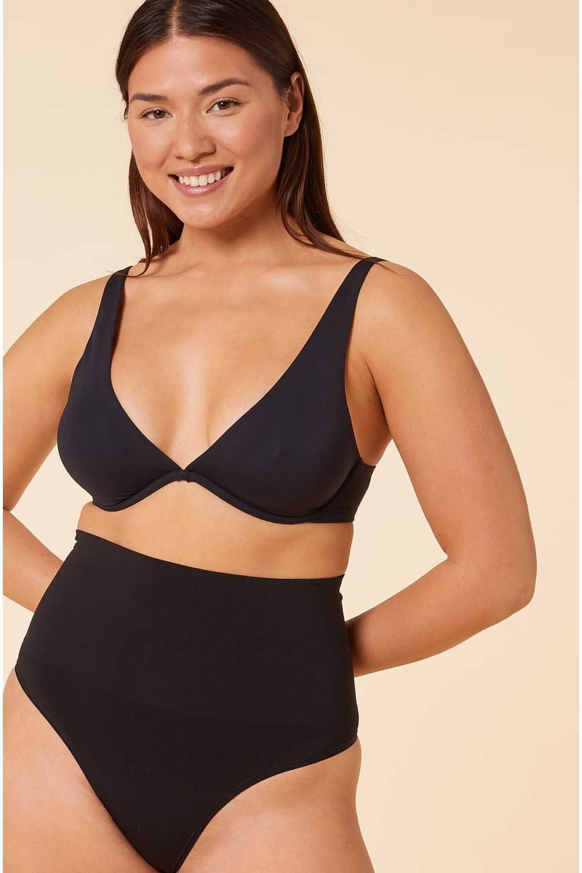 MİSTİRİK-Large Size Montela Model - Firming and Push up String Panties, Black Color 3