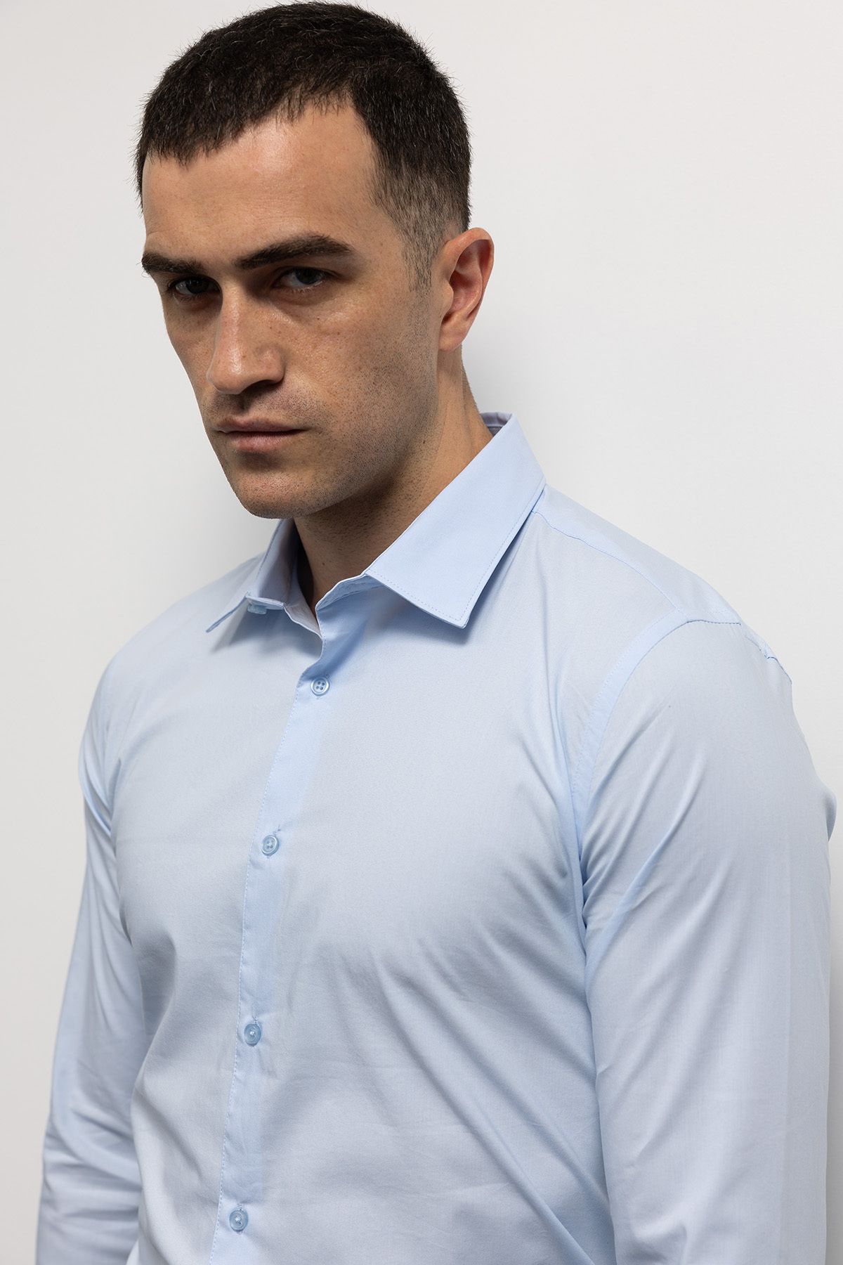 GIESTO-Light Blue Slim Fit Poplin Shirt 2