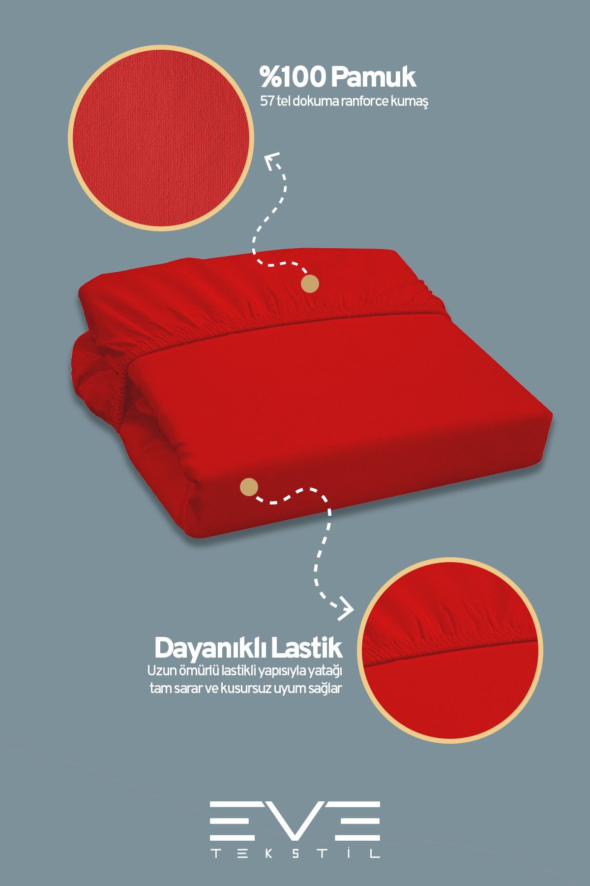 Eve Tekstil-Single Rainforce Fabric Elastic Sheet and Pillow Case Set 2