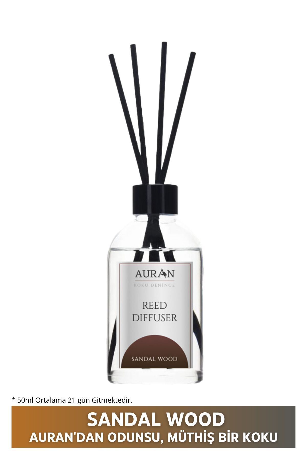 AURAN Sandal Ağacı Çubuklu Oda Kokusu Bambu Kokusu Sandal Wood Reed Diffuser 50ml