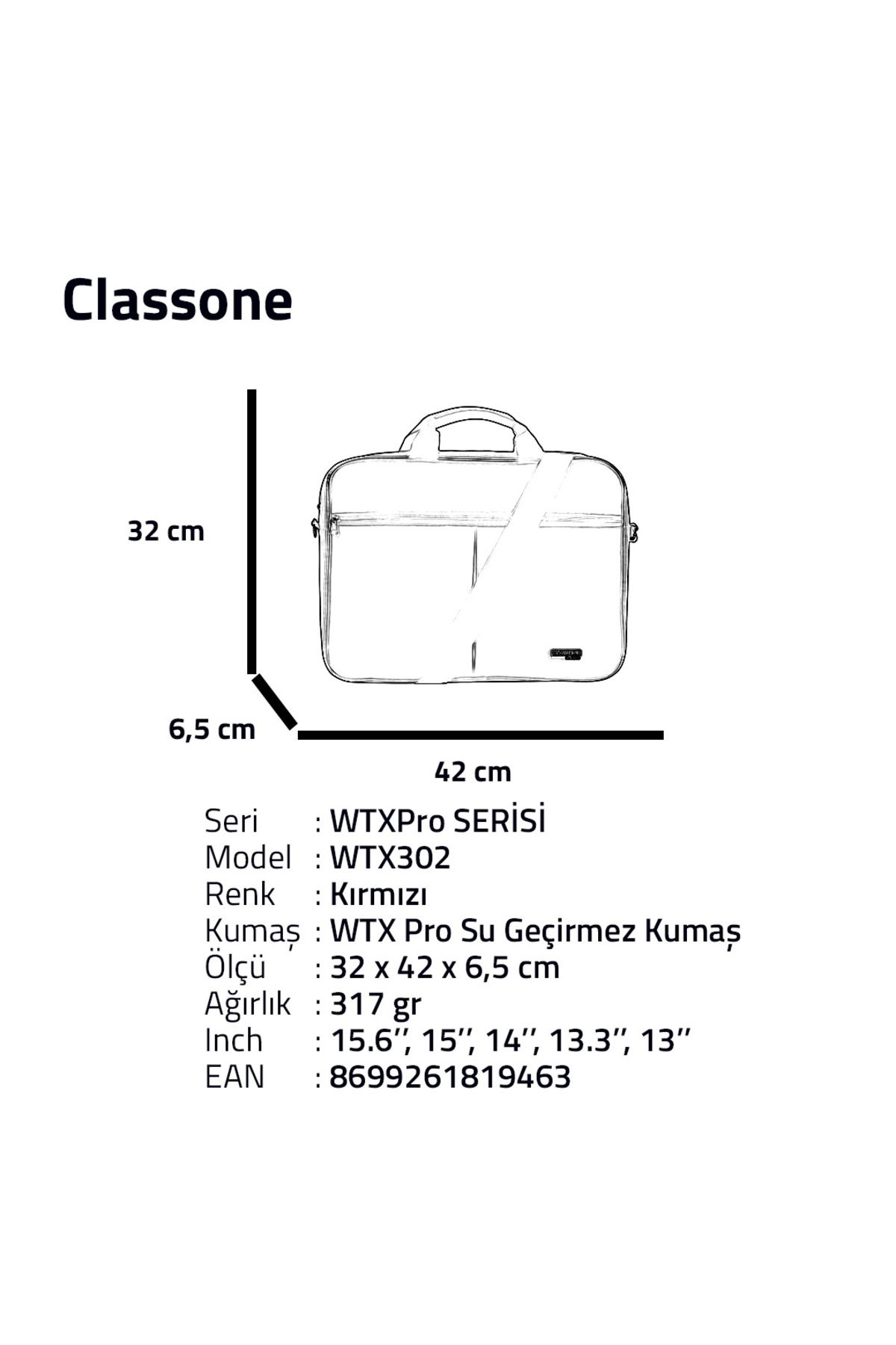 Classone-حقيبة يد للكمبيوتر المحمول من القماش المقاوم للماء مقاس 15.6 بوصة من سلسلة WTX302 WTXpro 7