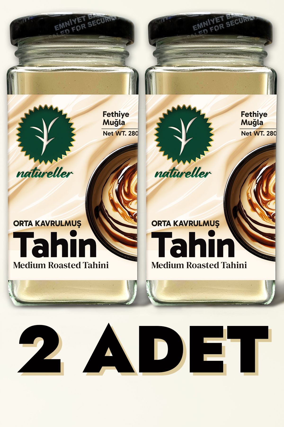 Natureller Tahin Orta Kavrulmuş Fethiye - Yerli Susam 280 gr (2 Adet)