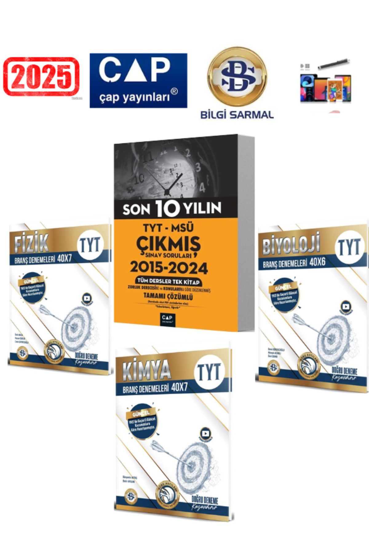 Ens Yayıncılık Çap Tyt-Msü Son 10 Yıl Çıkmış Sorular+Bilgi Sarmal Tyt Fizik-Kimya-Biyoloji Deneme Seti+Kalem