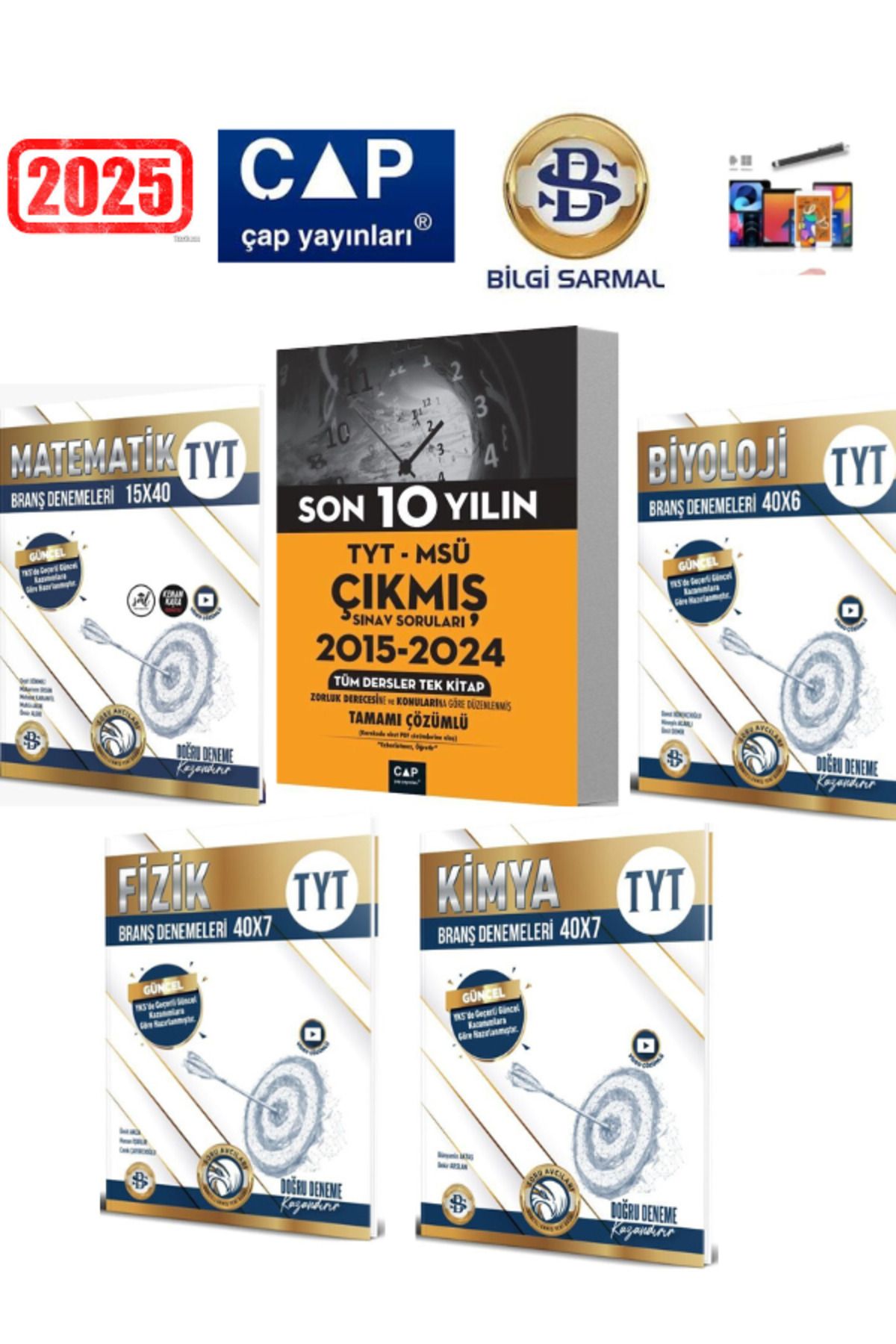 Ens Yayıncılık Çap Tyt-Msü Son 10 Yıl Çıkmış Sorular+Sarmal Tyt Mat-Fizik-Kimya-Biyoloji Deneme Seti+Kalem
