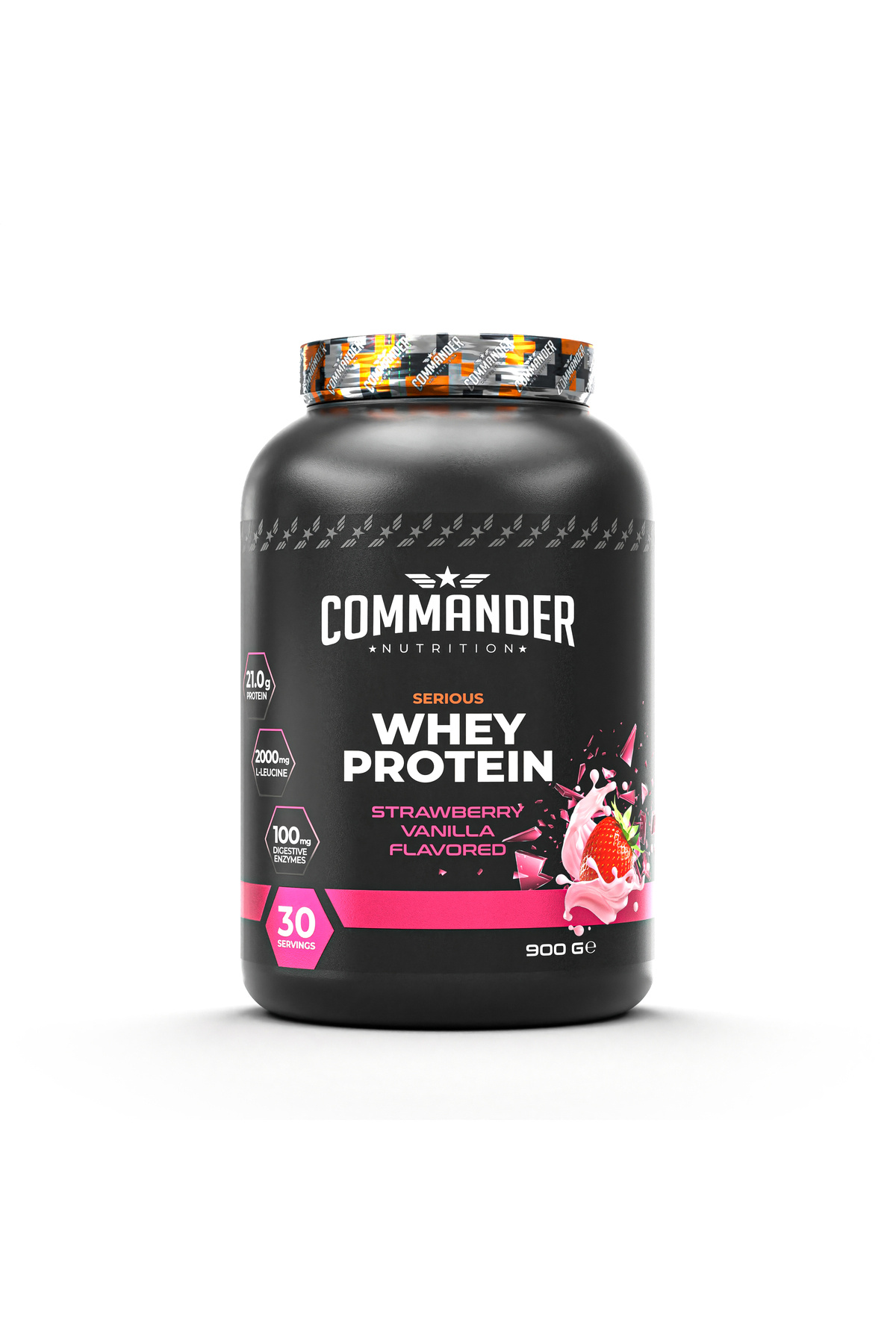Commander Nutrition-Serious Whey Protein - Strawberry 900g, 30 Servings 1