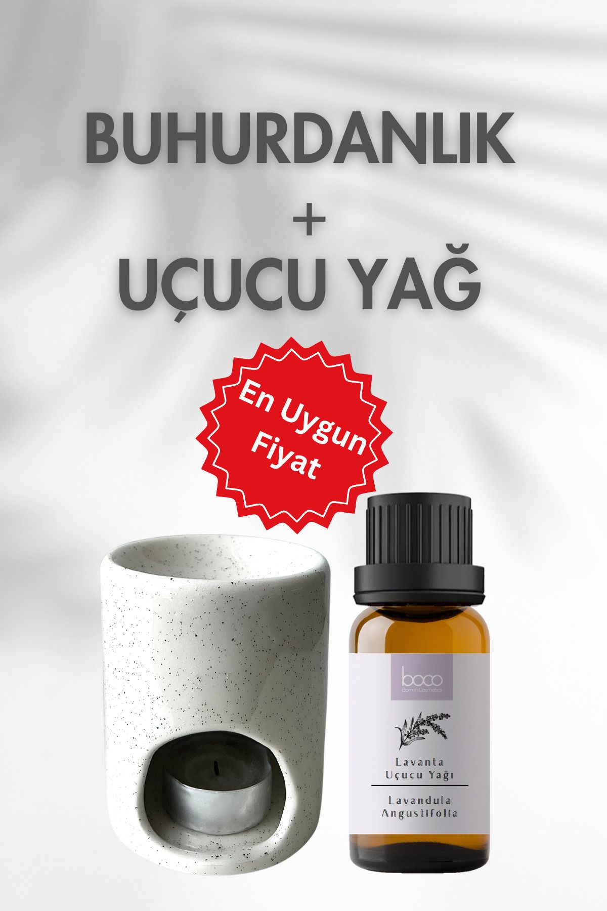 Elioure Doğal Seramik Buhurdanlık ve Lavanta Uçucu Yağ Seti, Meditasyon ve Spa İçin