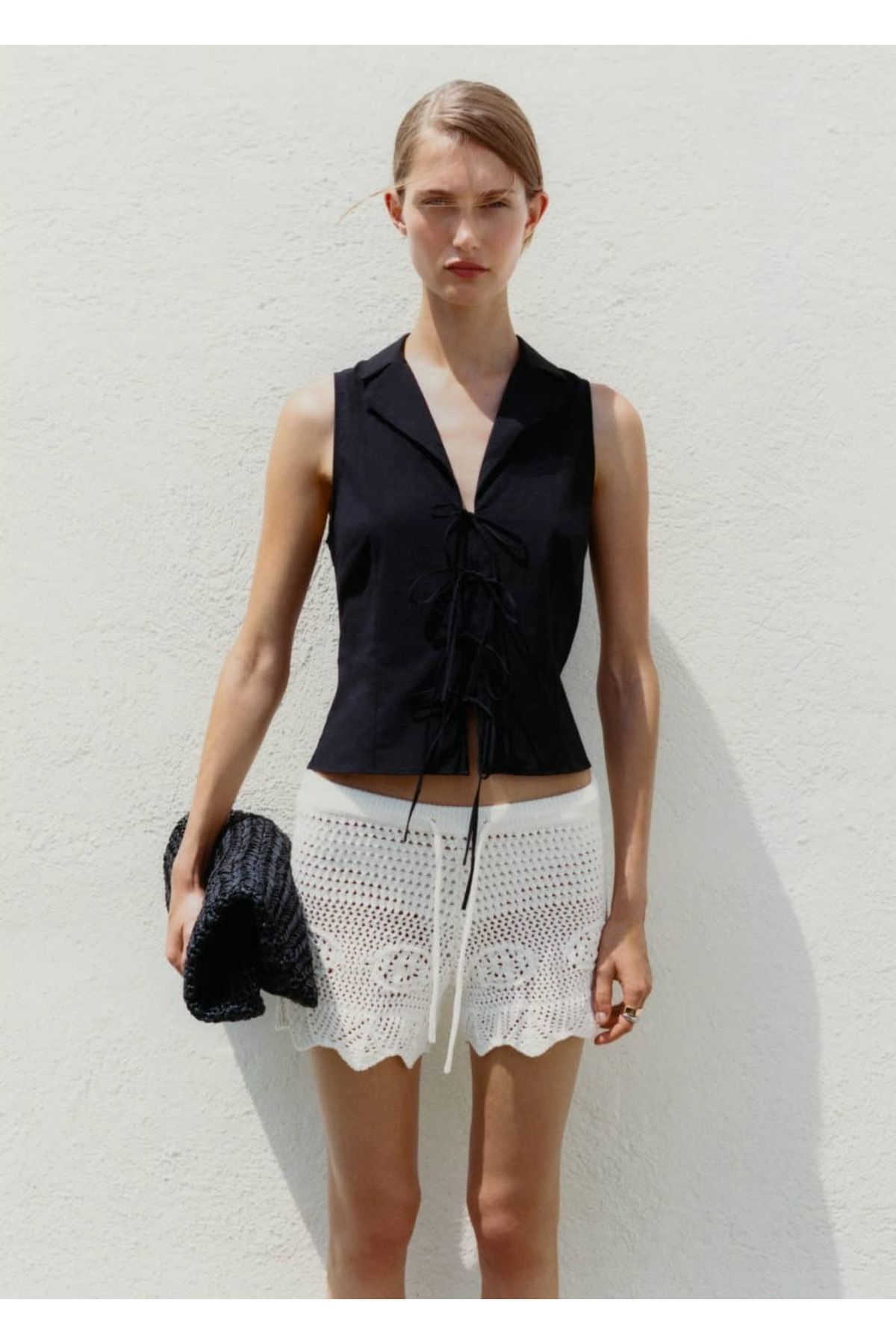 MANGO Woman-Crochet Knitwear Shorts 6