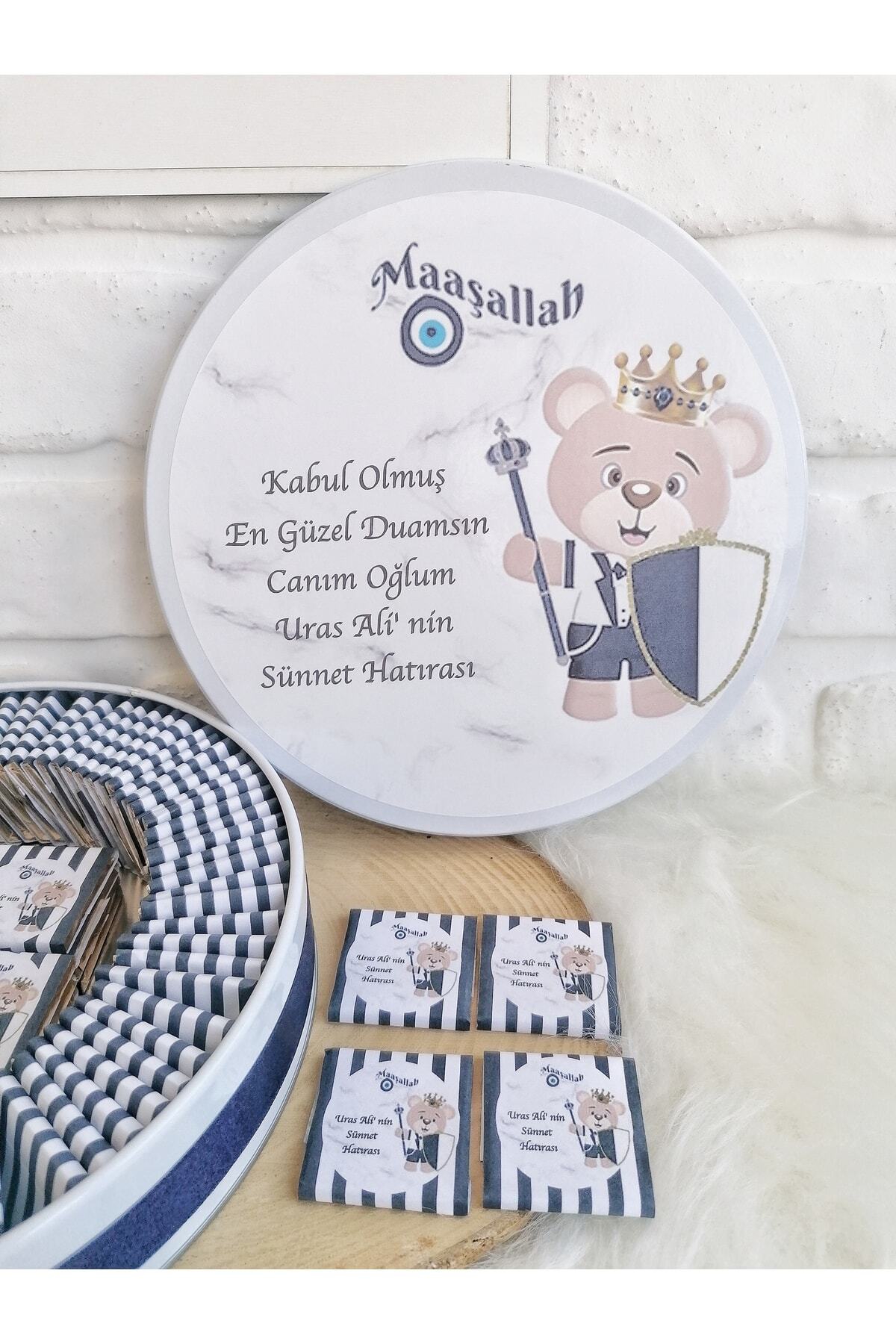 Genel Markalar Angel Gift Chocalate 100 Adet Isme Özel Ayıcıklı Sünnet Hatırası Hediyelik Erkek Bebek Çikolatası fotoğrafı 3 (önizleme)