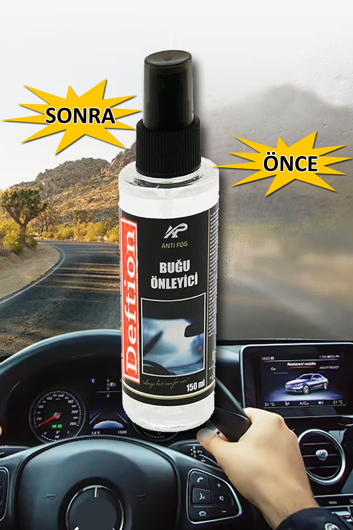 Deftion Buğu Önleyici Sprey Oto Araba Kask Gözlük Araç Cam Ayna Buhar Giderici Çözücü Auto Proff 150ml