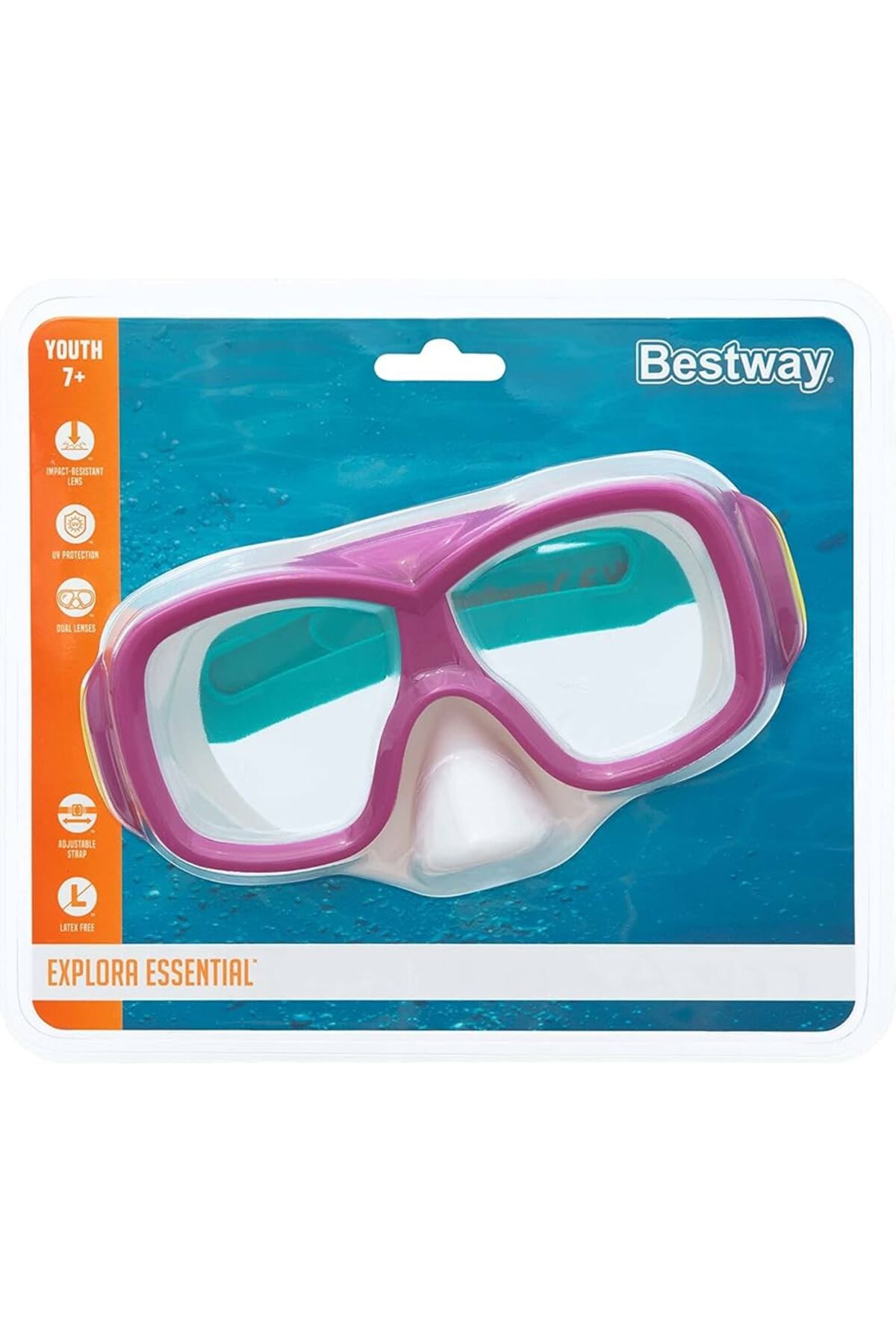 BESTWAY explora Essential dalış maskesi 7-14 yas pembe