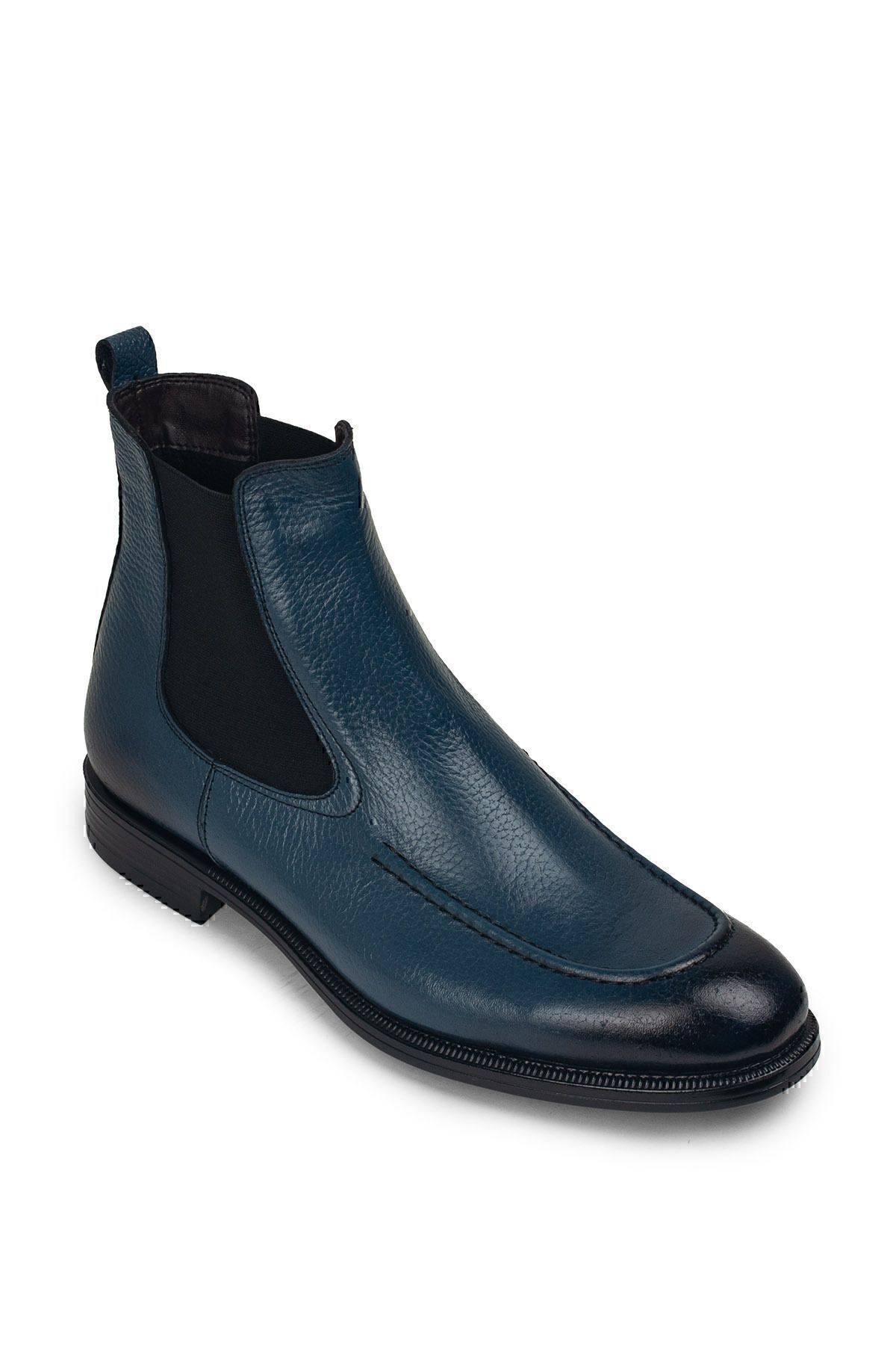 Deery-Genuine Leather Blue Men's Chelsea Boots 3