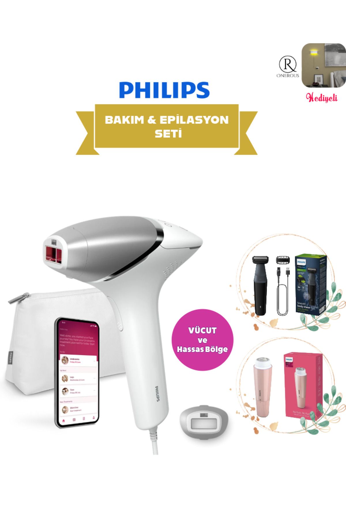 Philips Lumea BRI940 Ipl Lazer Epilasyon Cihazı +BG3010Vucüt Traş ve BRR454 Mini Tüy Alma Cihazı Bakım Seti