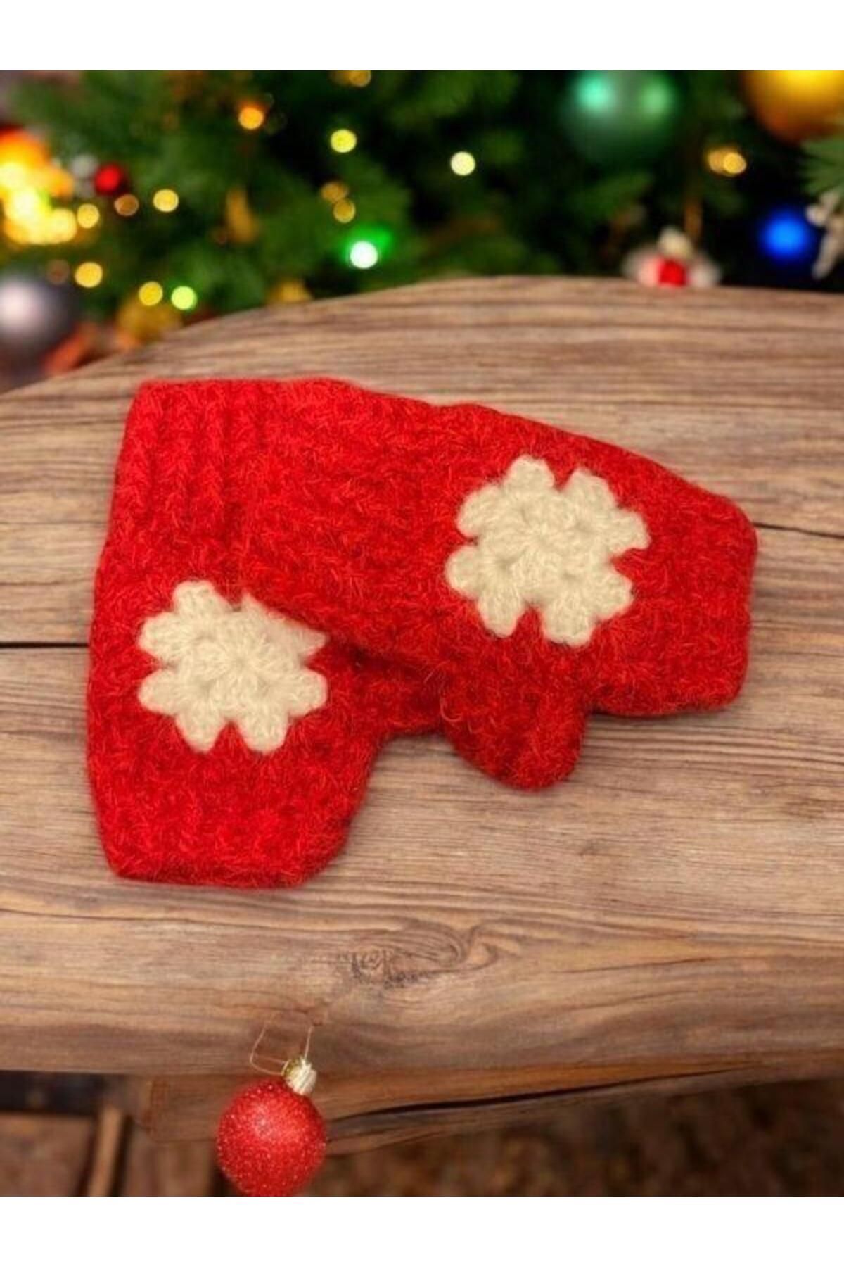 Zekids-New Year's Themed Handmade Hand Knitted Single Fingered Motif Gloves 3