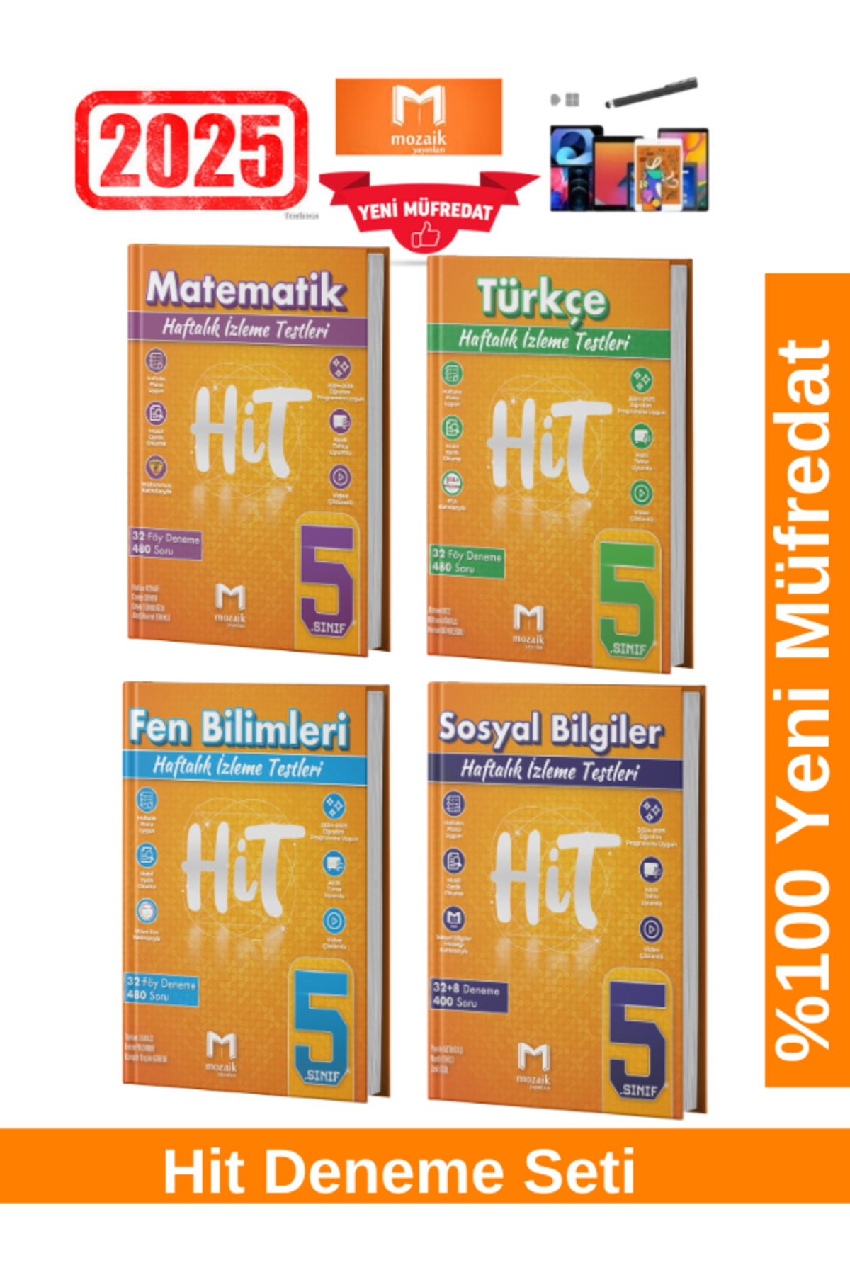 Mozaik Yayınları 2025 5.Sınıf Hit Matematik32-Türkçe32-Fen32