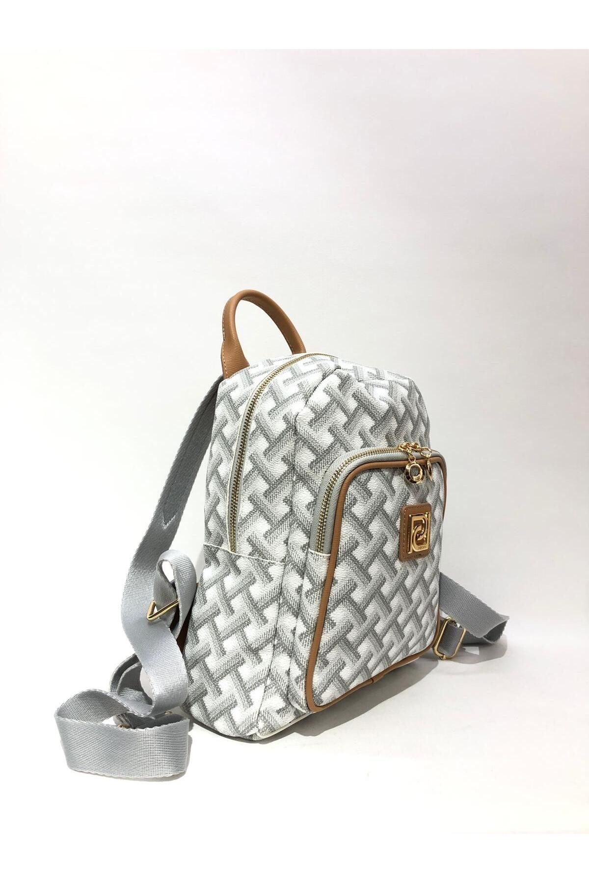 Piedra-White Tan Color 3D Patterned Faux Leather Material Multi-Purpose Backpack 2