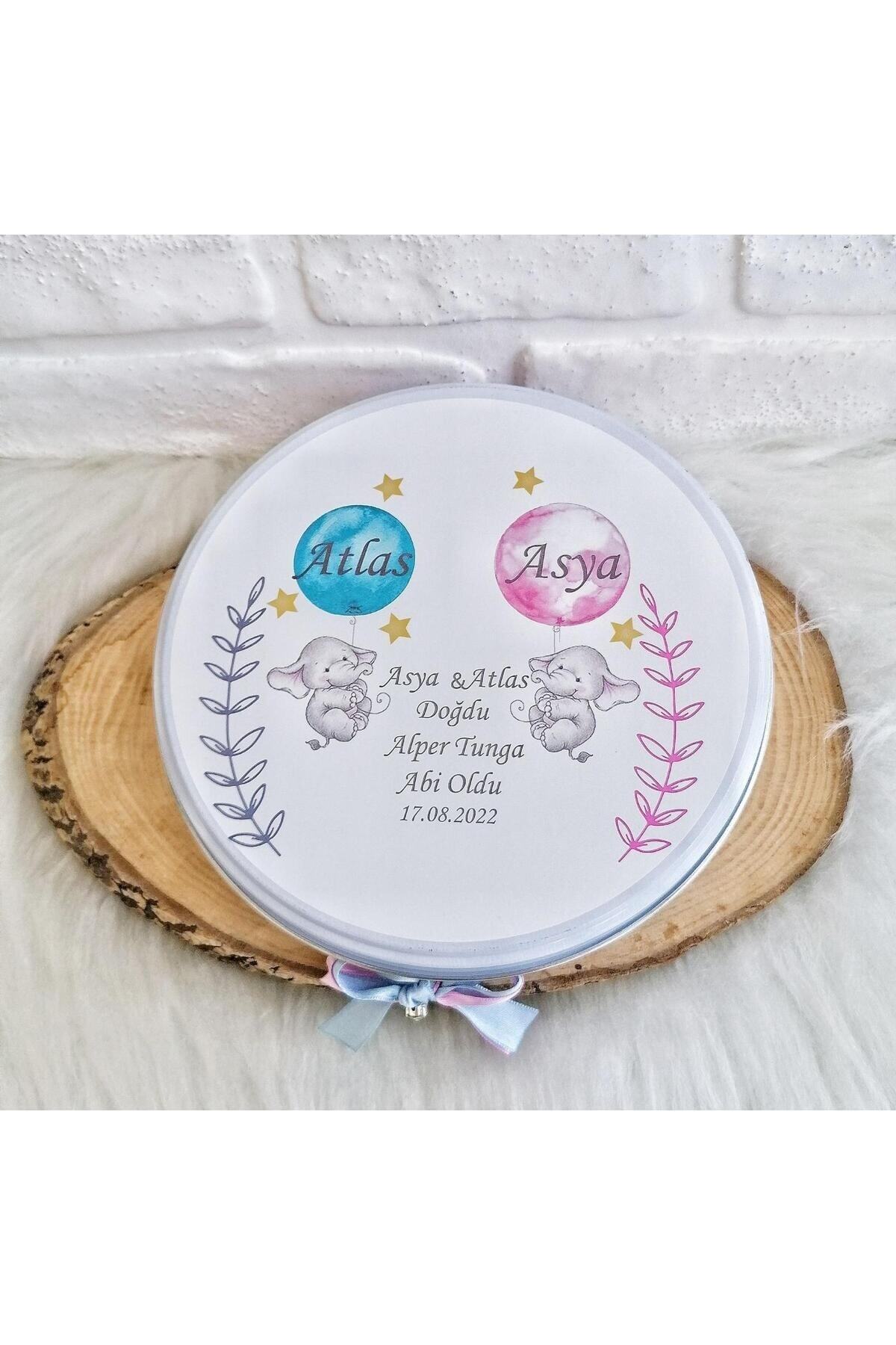 Genel Markalar 100 Adet Isme Özel Fil Temalı Hoşgeldin Ikiz Bebek Hediyelik Doğum Çikolatası fotoğrafı 6 (önizleme)