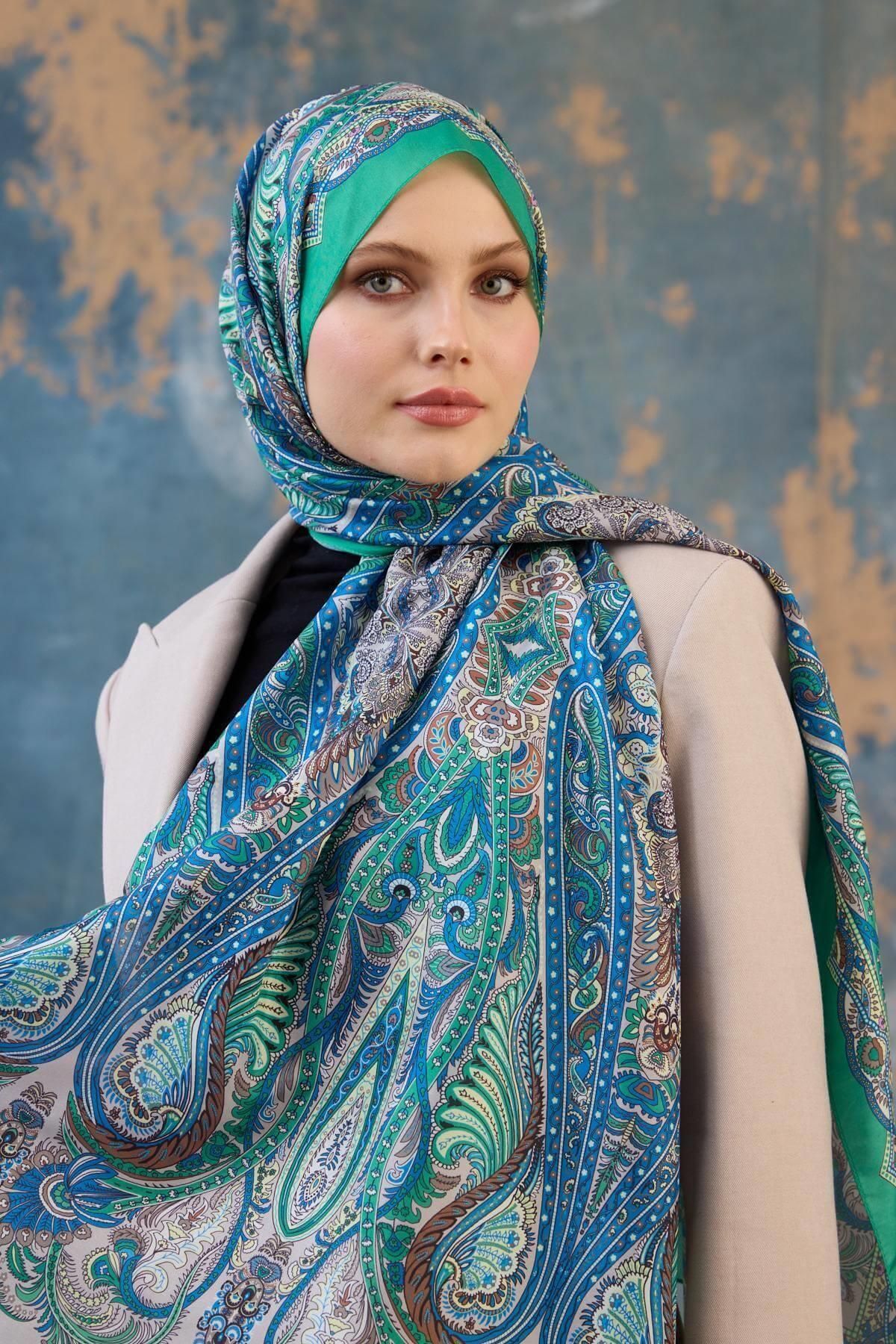 İpekhan-Shawl Pattern Voile Shawl Benetton Voile Silk Shawl - 9801-13 1