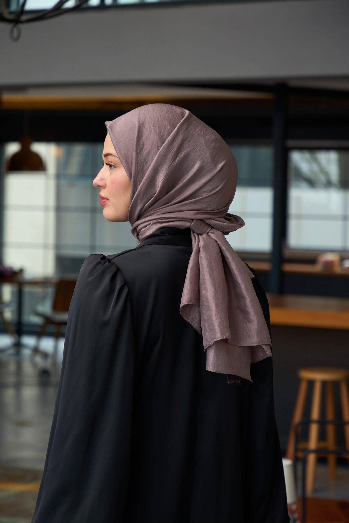 İpekhan-Plain Pattern Voile Shawl Mink Voile Silk Shawl - 9800-41 4
