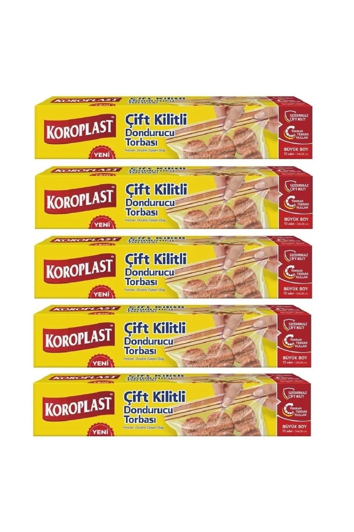 Koroplast Çift Kilitli Dondurucu Torbası Büyük Boy 24 X 28 Cm 10 Lu x 5 Paket