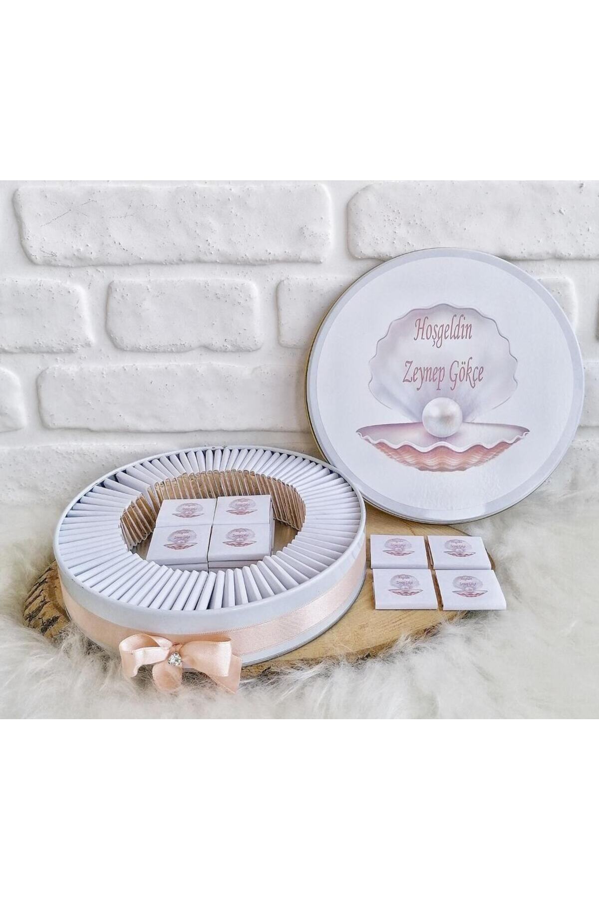 Angel Gift Chocolate 100 Adet Isme Özel Inci Temalı Hediyelik Hoşgeldin Kız Bebek Doğum Çikolatası fotoğrafı 3 (önizleme)