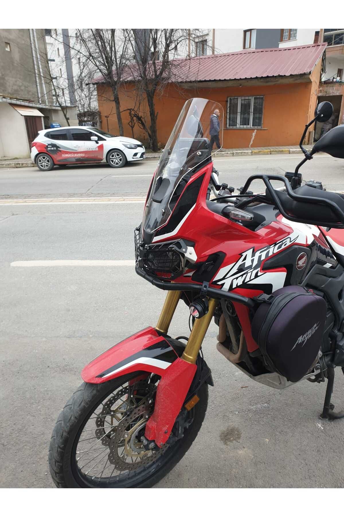 Honda Afrika Twin CRF 1000 Ön Cam 2016 2020 Model 45cm Şeffaf Renkli 4mm KISA CAM