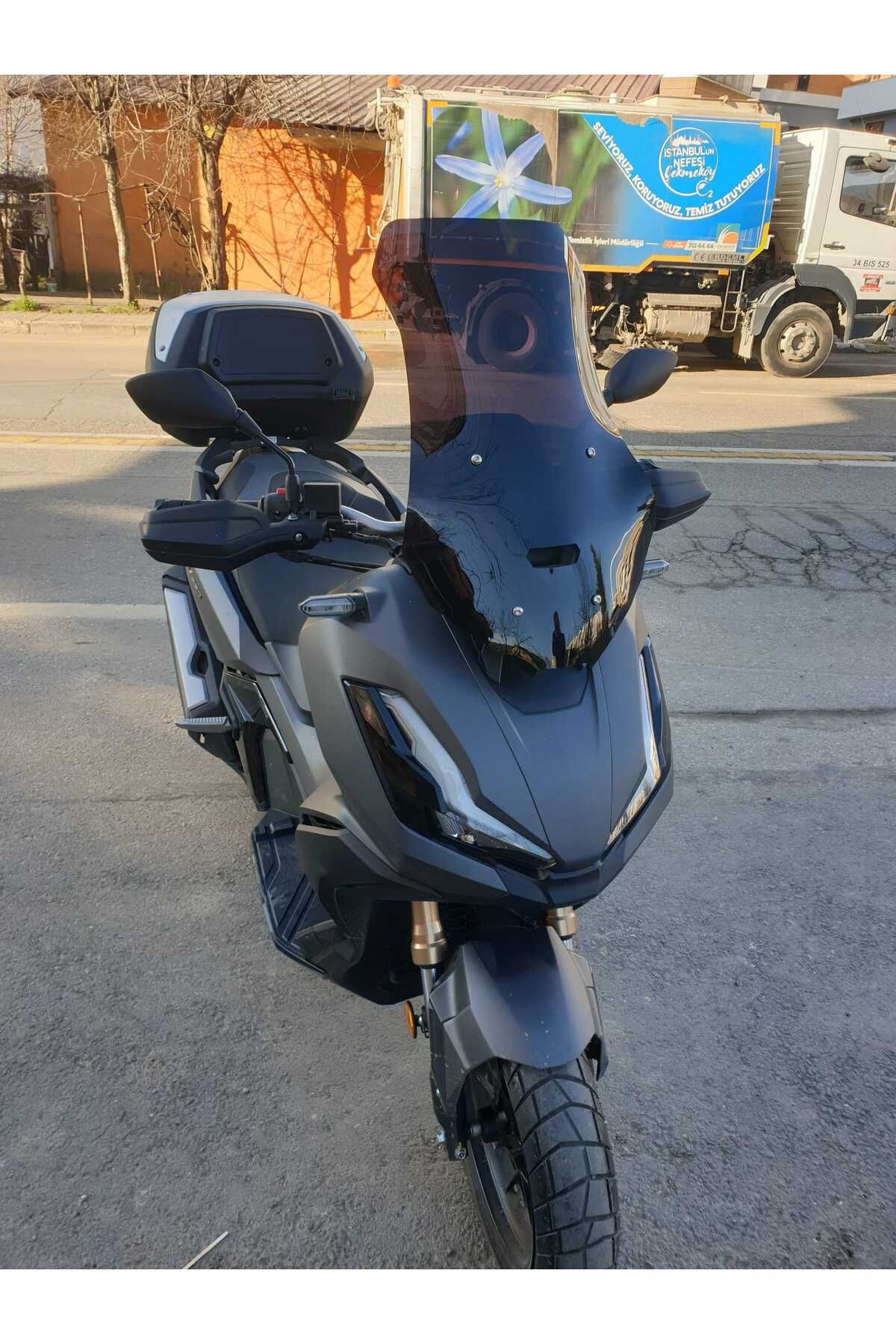 Honda Adv 350 Siperlik Ön Cam 2023-2025 Model 60cm Siyah Renkli 4mm ORTA BOYLU CAM
